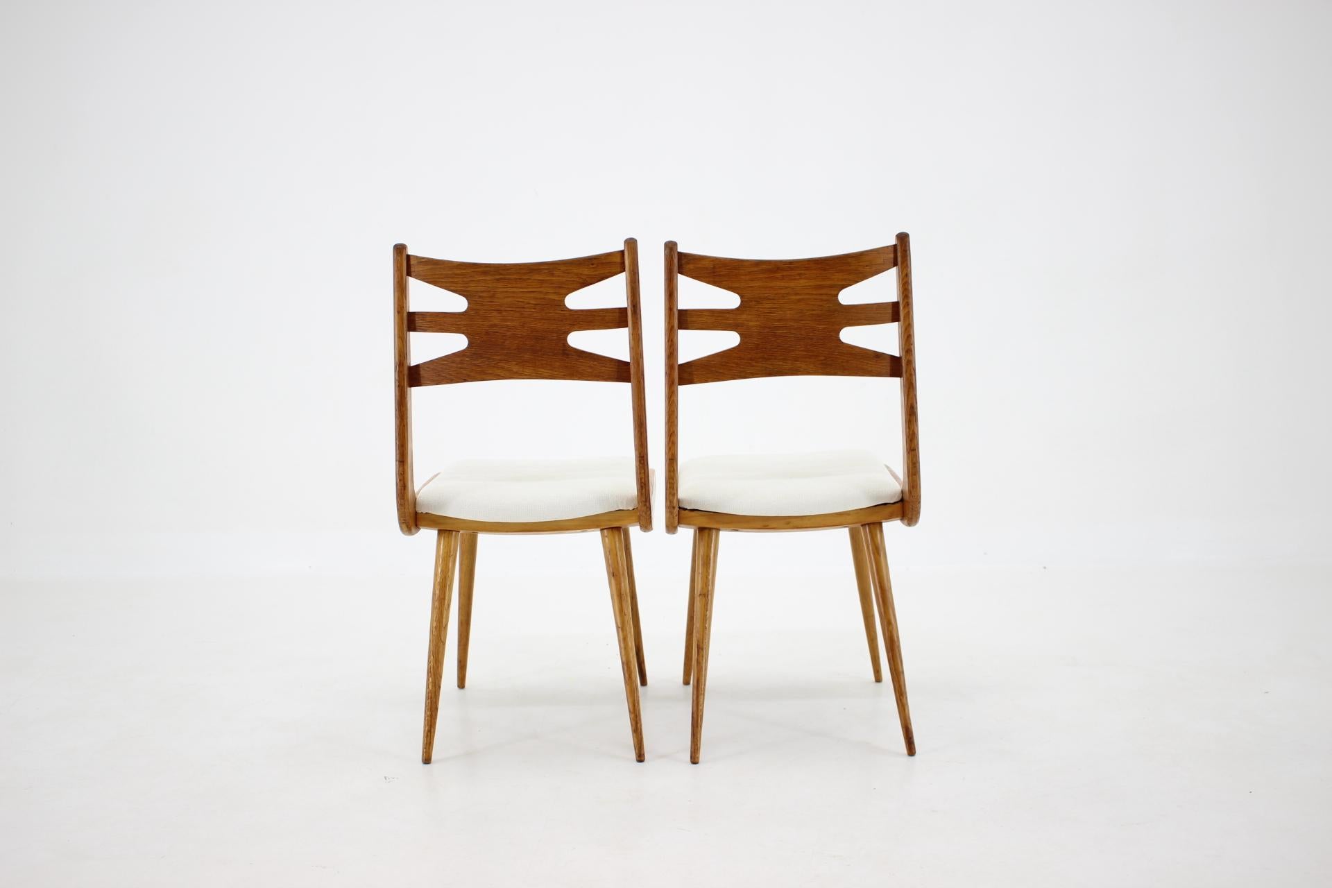 1960s Set of Six Rare Oak Dining Chairs, Czechoslovakia 4