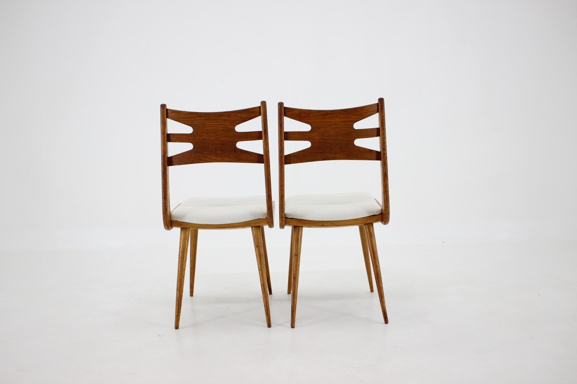 1960s Set of Six Rare Oak Dining Chairs, Czechoslovakia 5