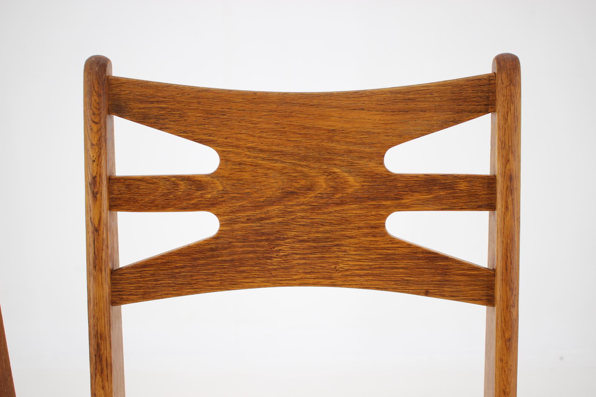1960s Set of Six Rare Oak Dining Chairs, Czechoslovakia 6