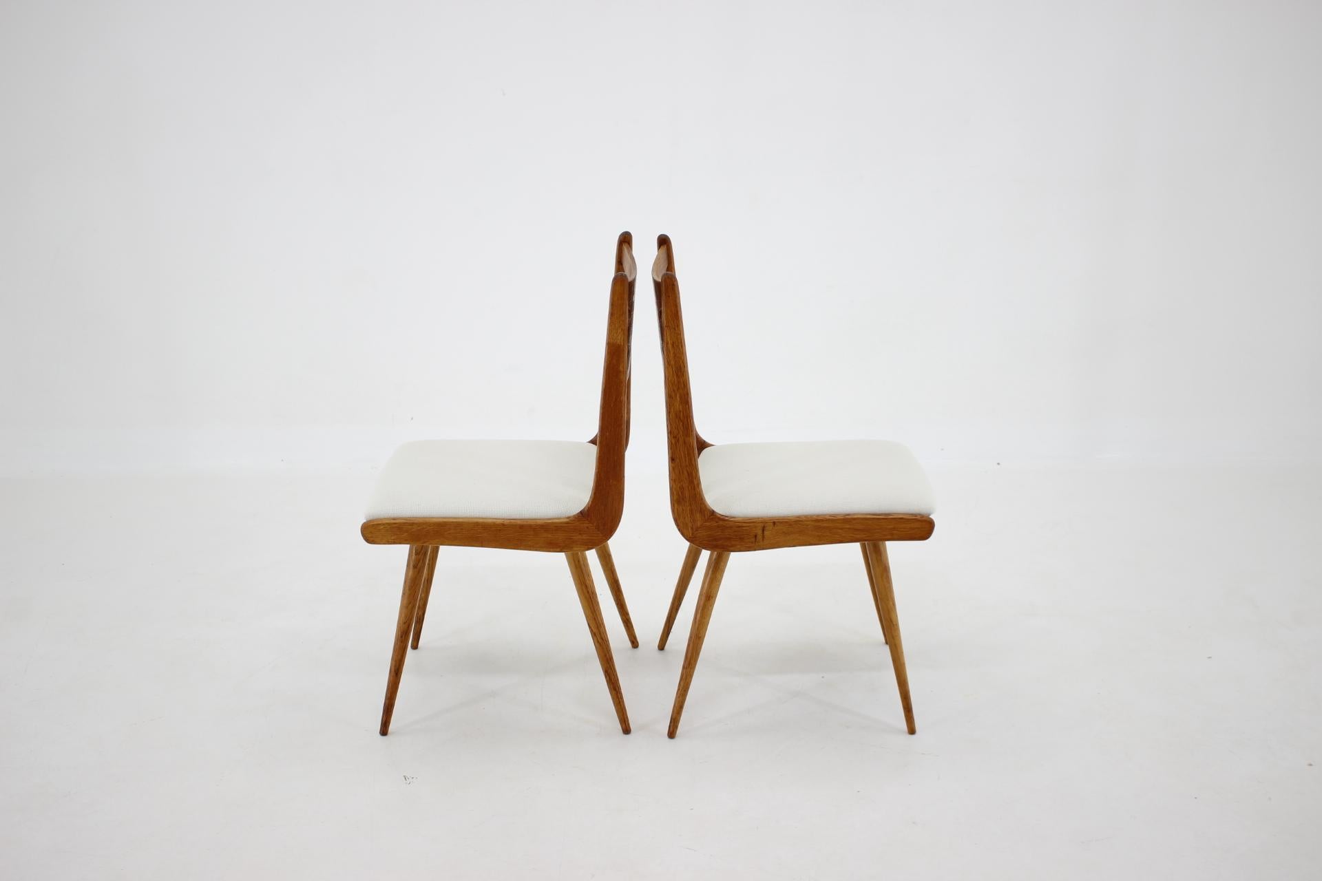 1960s Set of Six Rare Oak Dining Chairs, Czechoslovakia 2