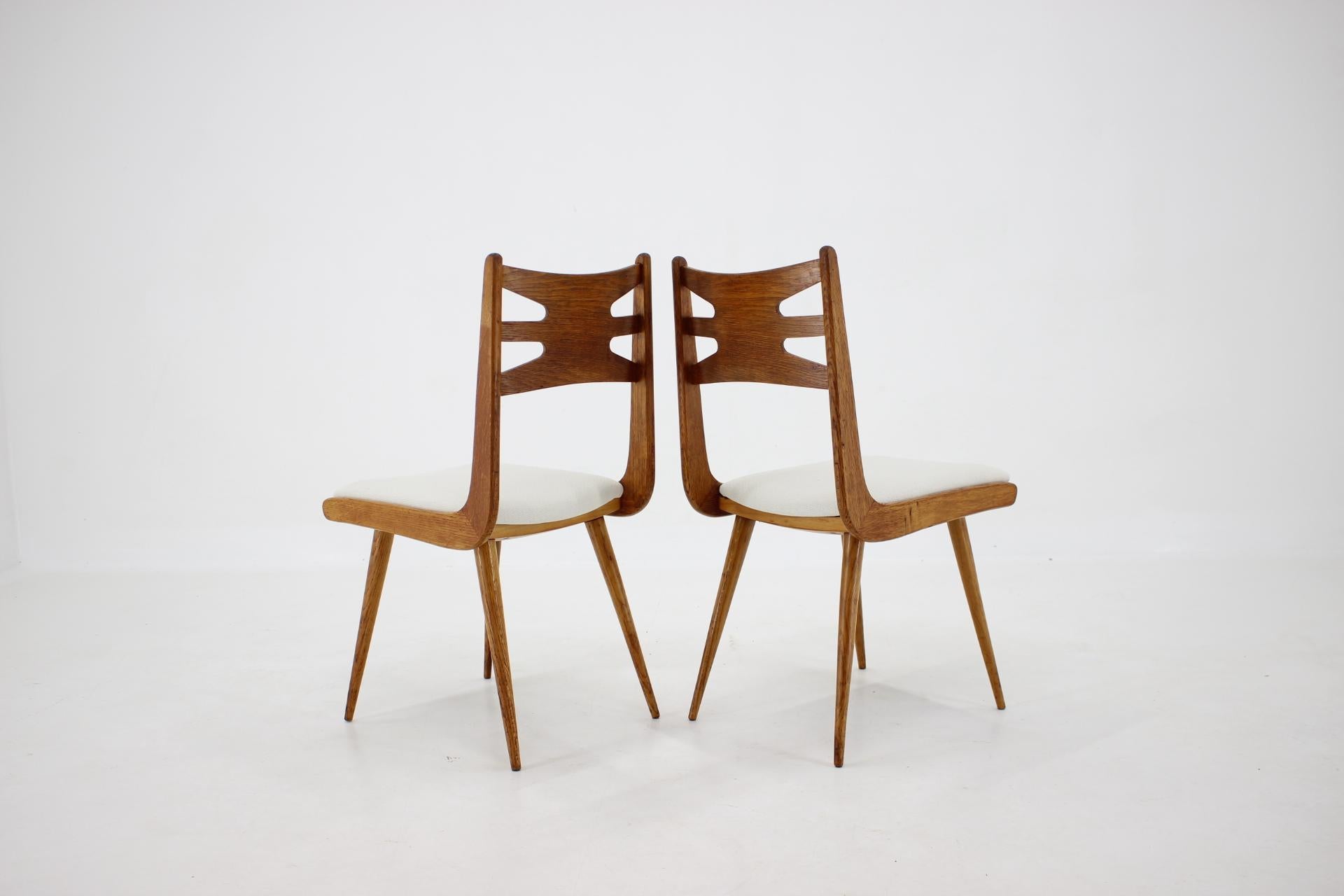 1960s Set of Six Rare Oak Dining Chairs, Czechoslovakia 3