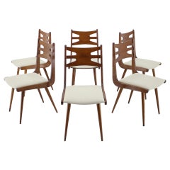 1960s Set of Six Rare Oak Dining Chairs, Czechoslovakia 1960s Set of Six Rare Oak Dining Chairs, Czechoslovakia