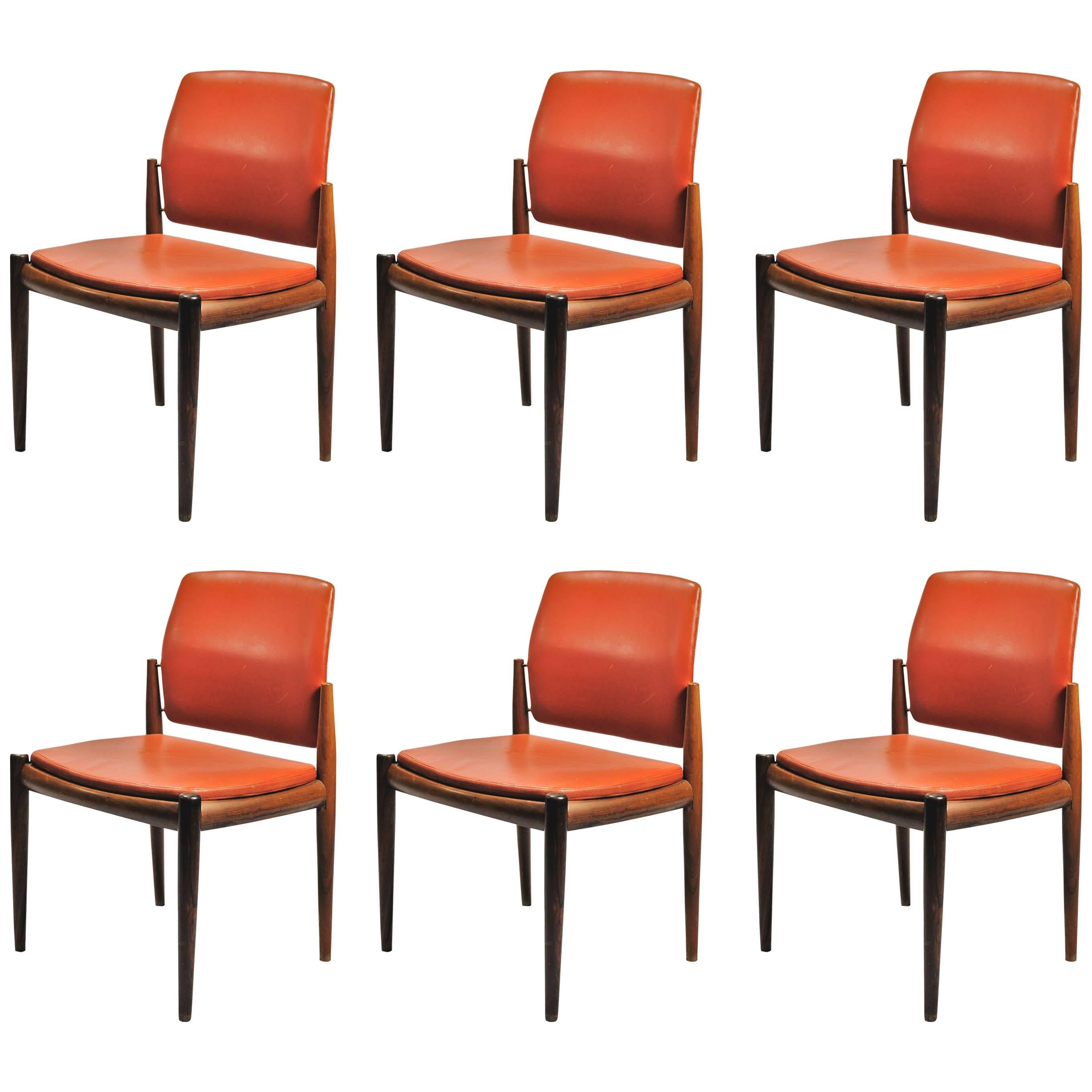1960s Set of Six Rosewood Dining Chairs from Skanderborg City Hall
