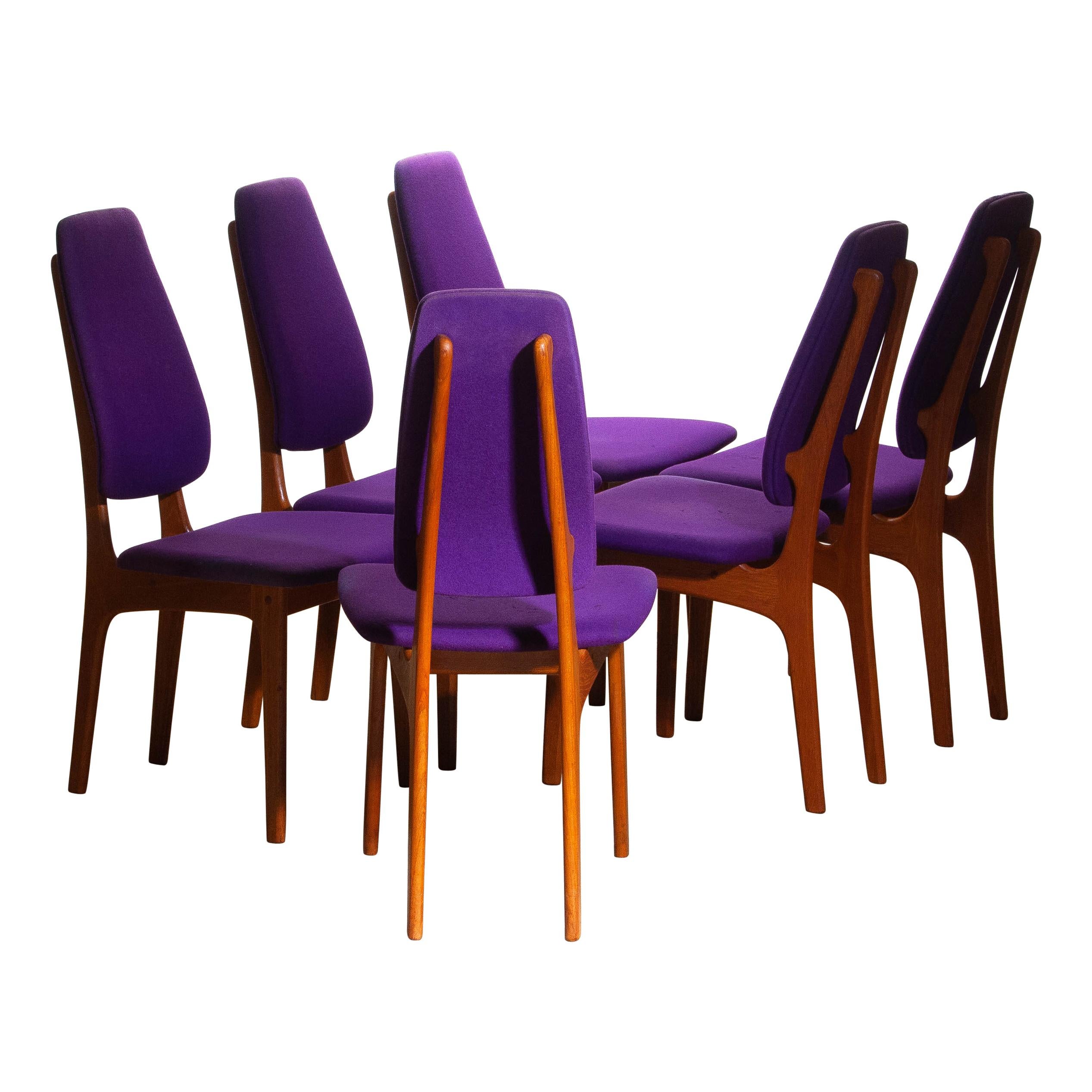 1960s Set of Six Slim Teak High Back Dinning Chairs by Erik Buch for O.D. Møbler 8