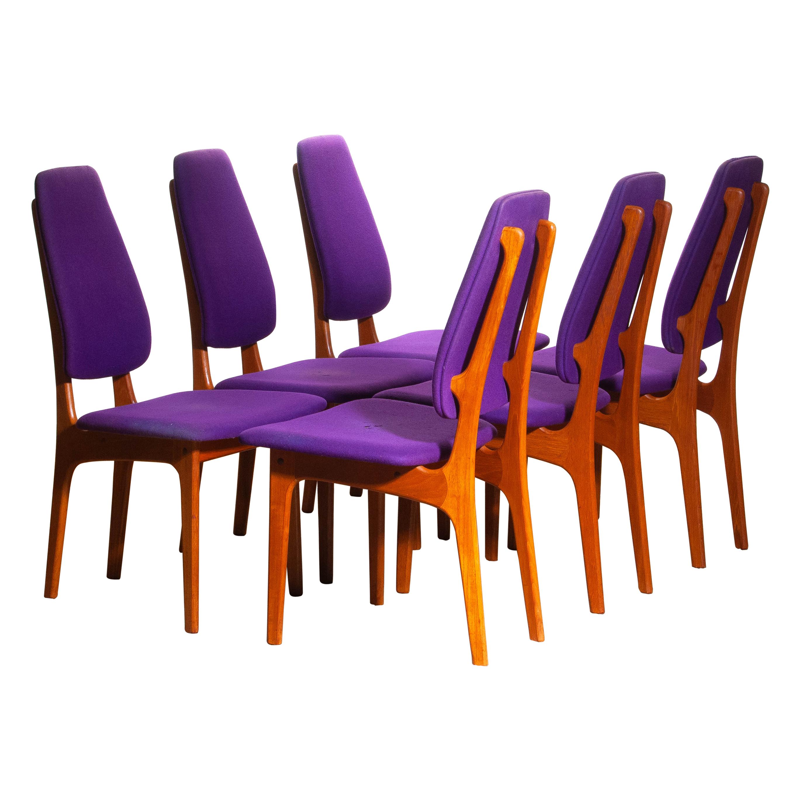 1960s Set of Six Slim Teak High Back Dinning Chairs by Erik Buch for O.D. Møbler 9
