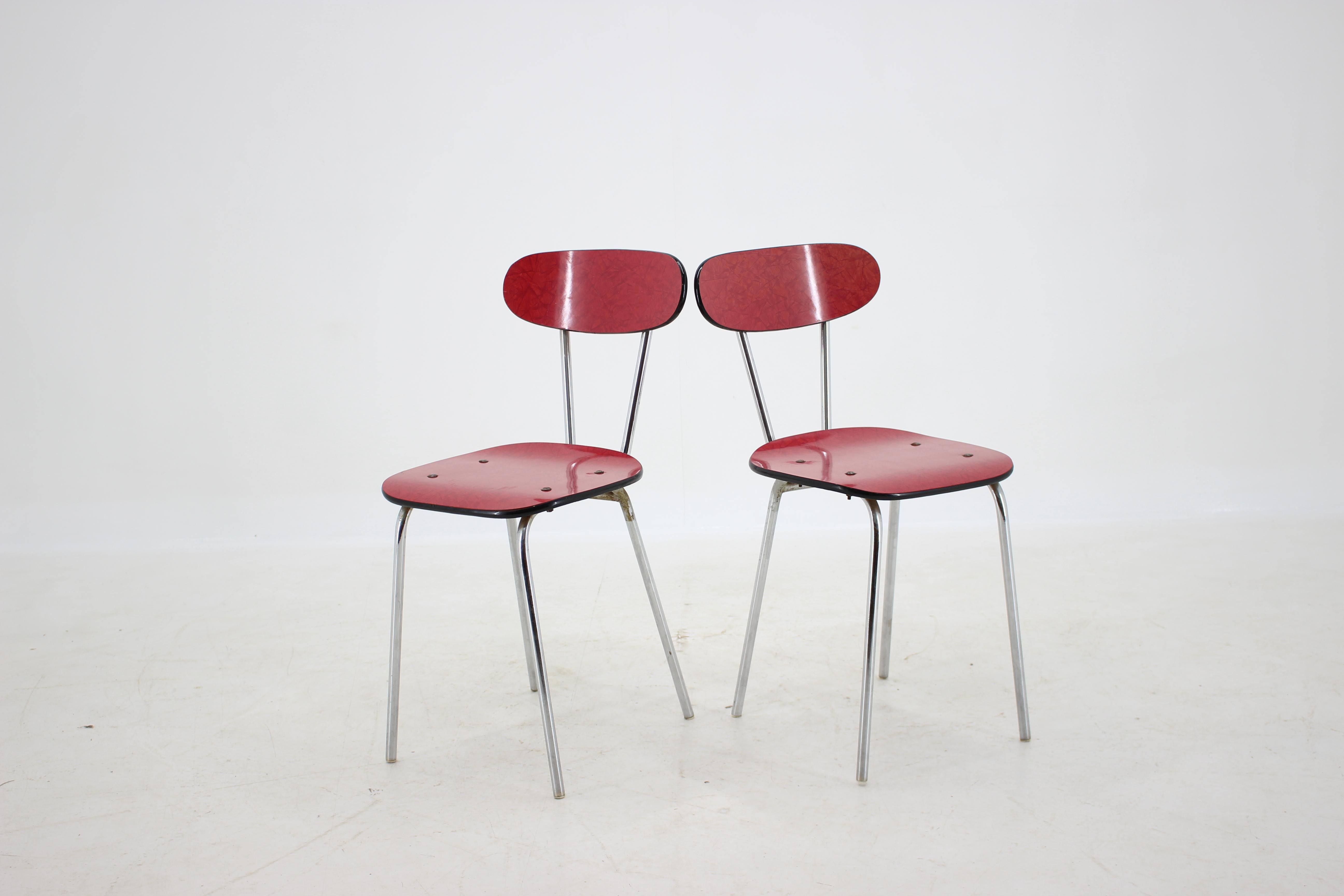 Mid-20th Century 1960s Set of Six Umakart/Chrome-Plated Dining Chairs, Czechoslovakia For Sale