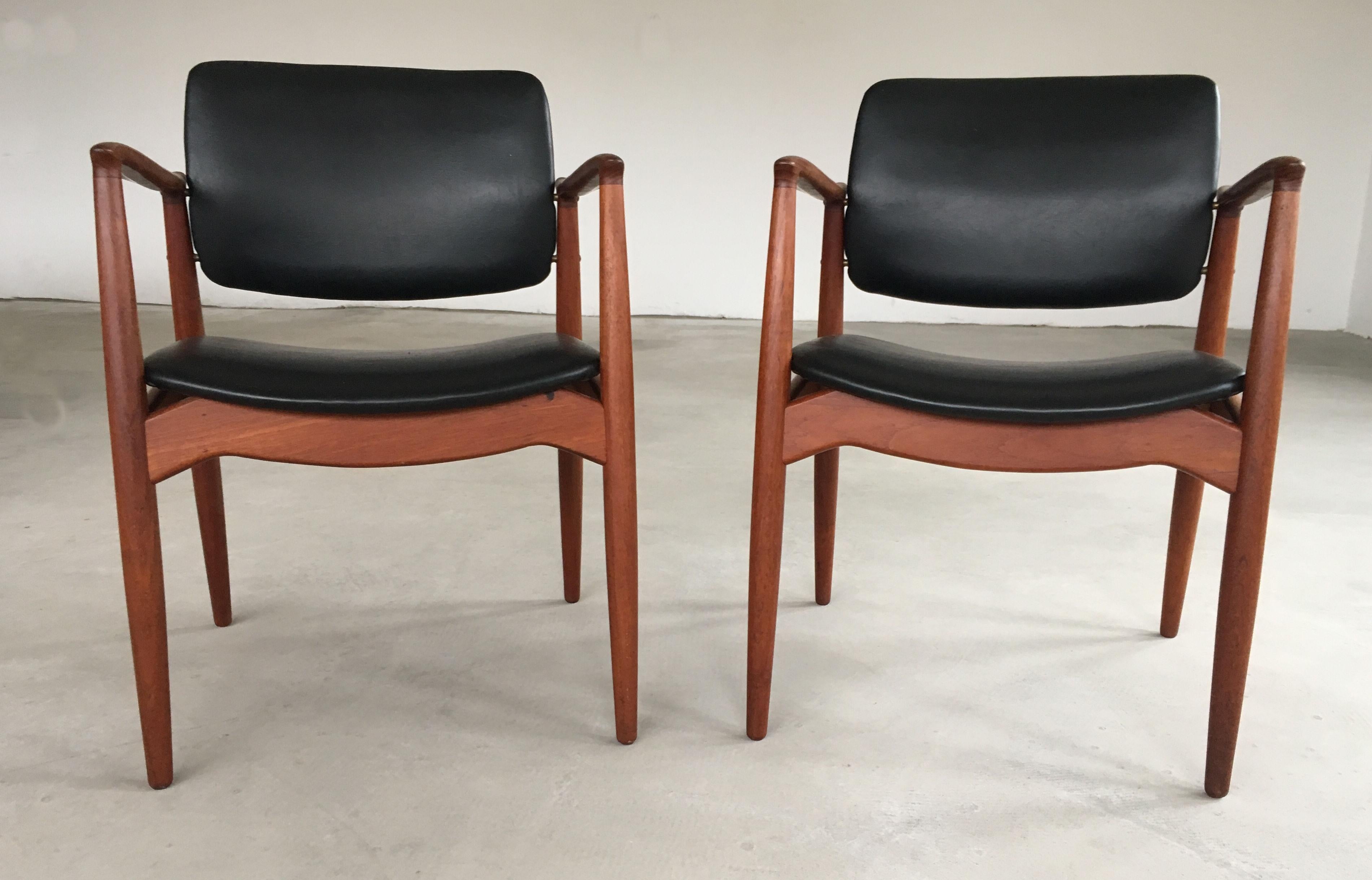 Scandinavian Modern 1960's Set of Ten Fully Restored Erik Buch Captain Chair in Teak  For Sale