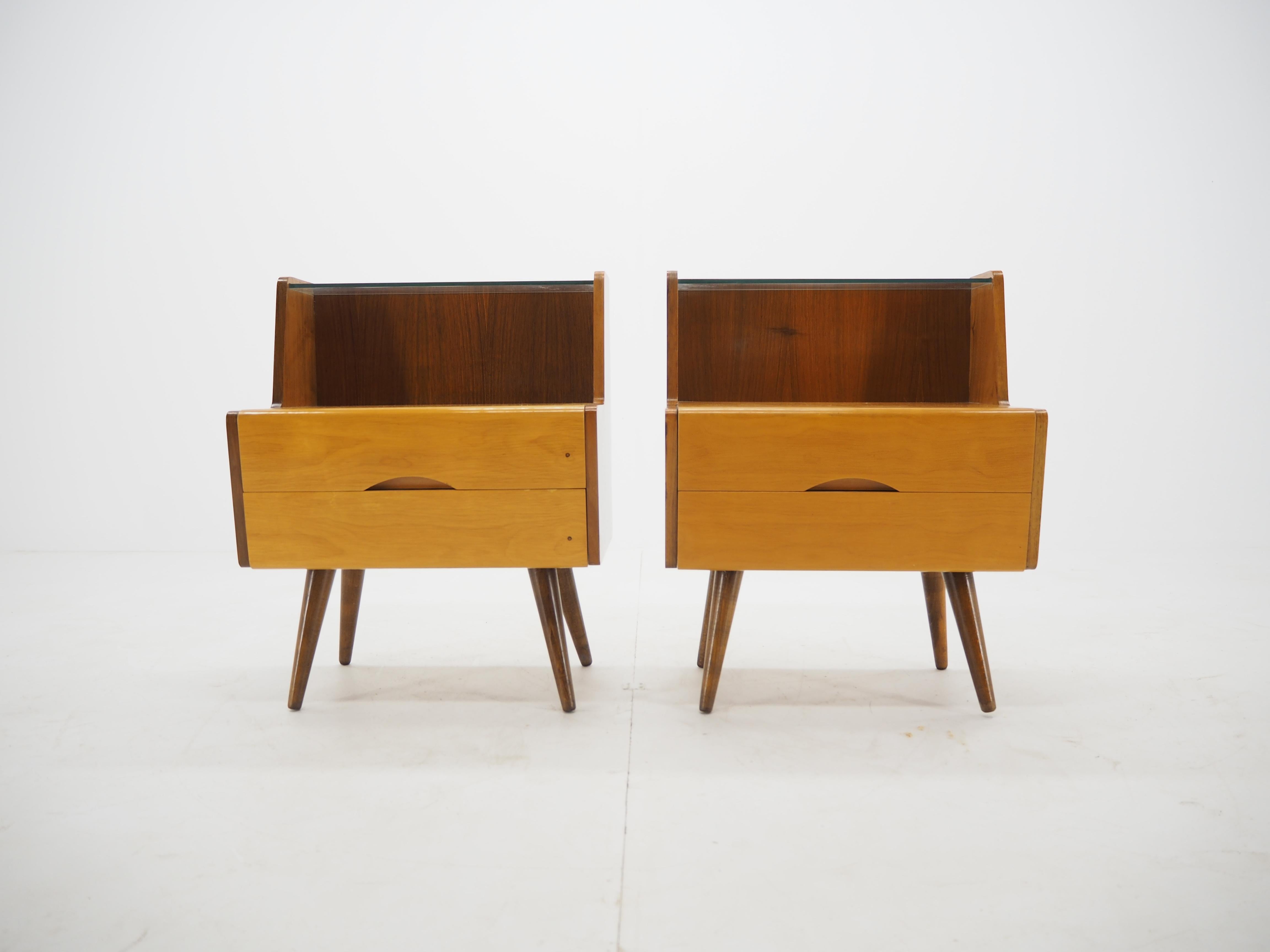 1960s Set of Three Bed Side Tables in Brussels Style, Czechoslovakia 4