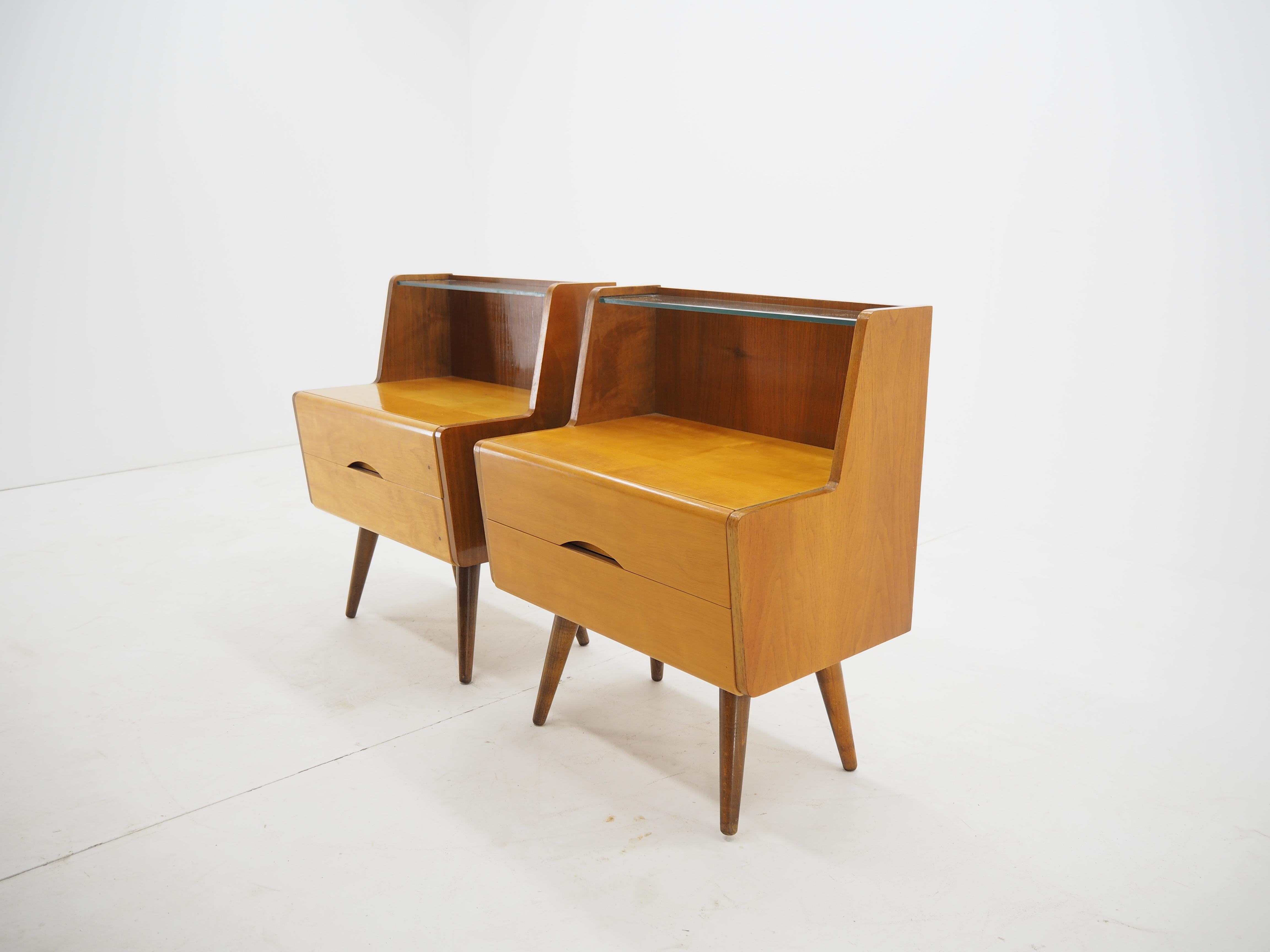 1960s Set of Three Bed Side Tables in Brussels Style, Czechoslovakia 5