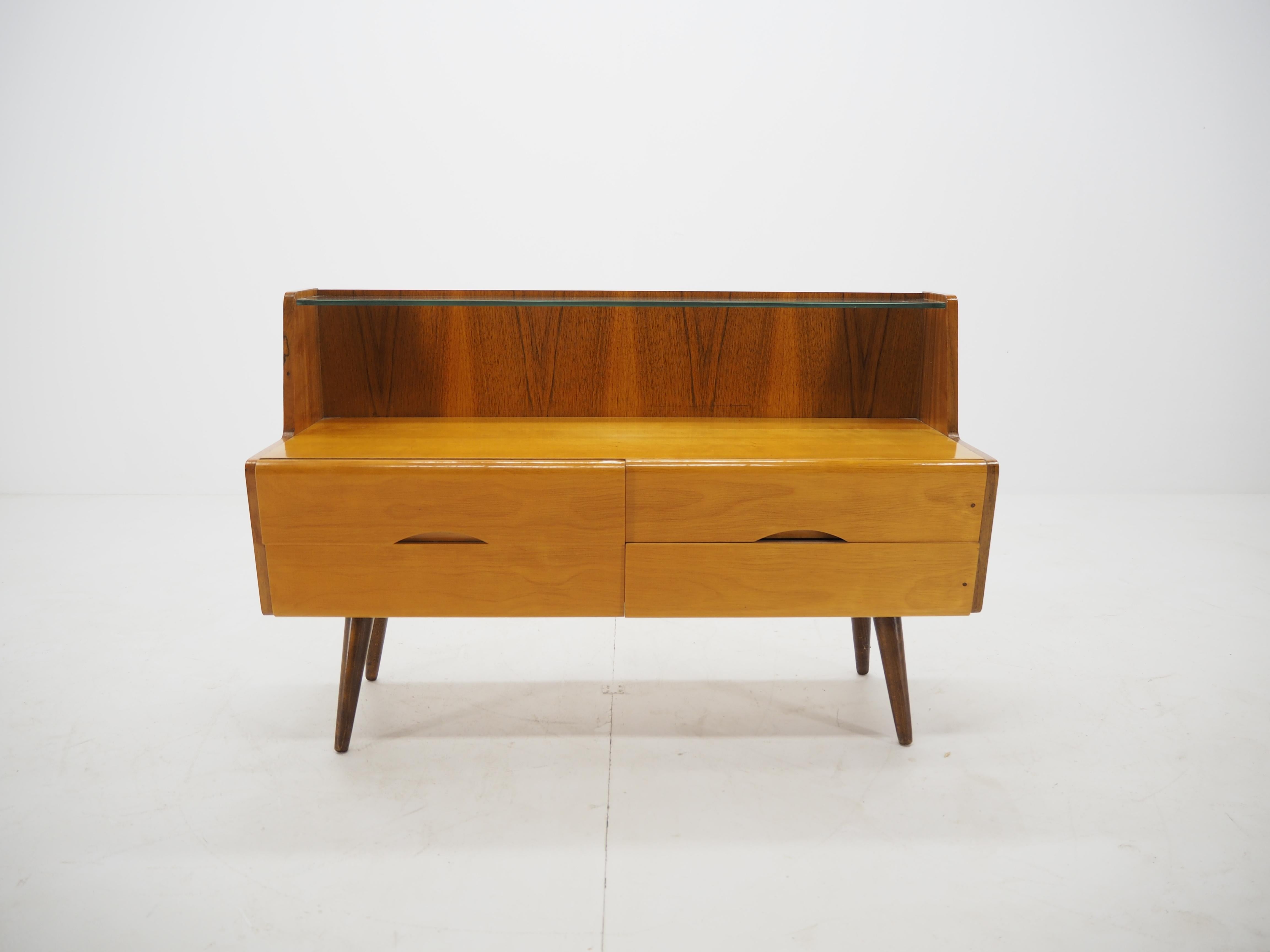 Mid-Century Modern 1960s Set of Three Bed Side Tables in Brussels Style, Czechoslovakia