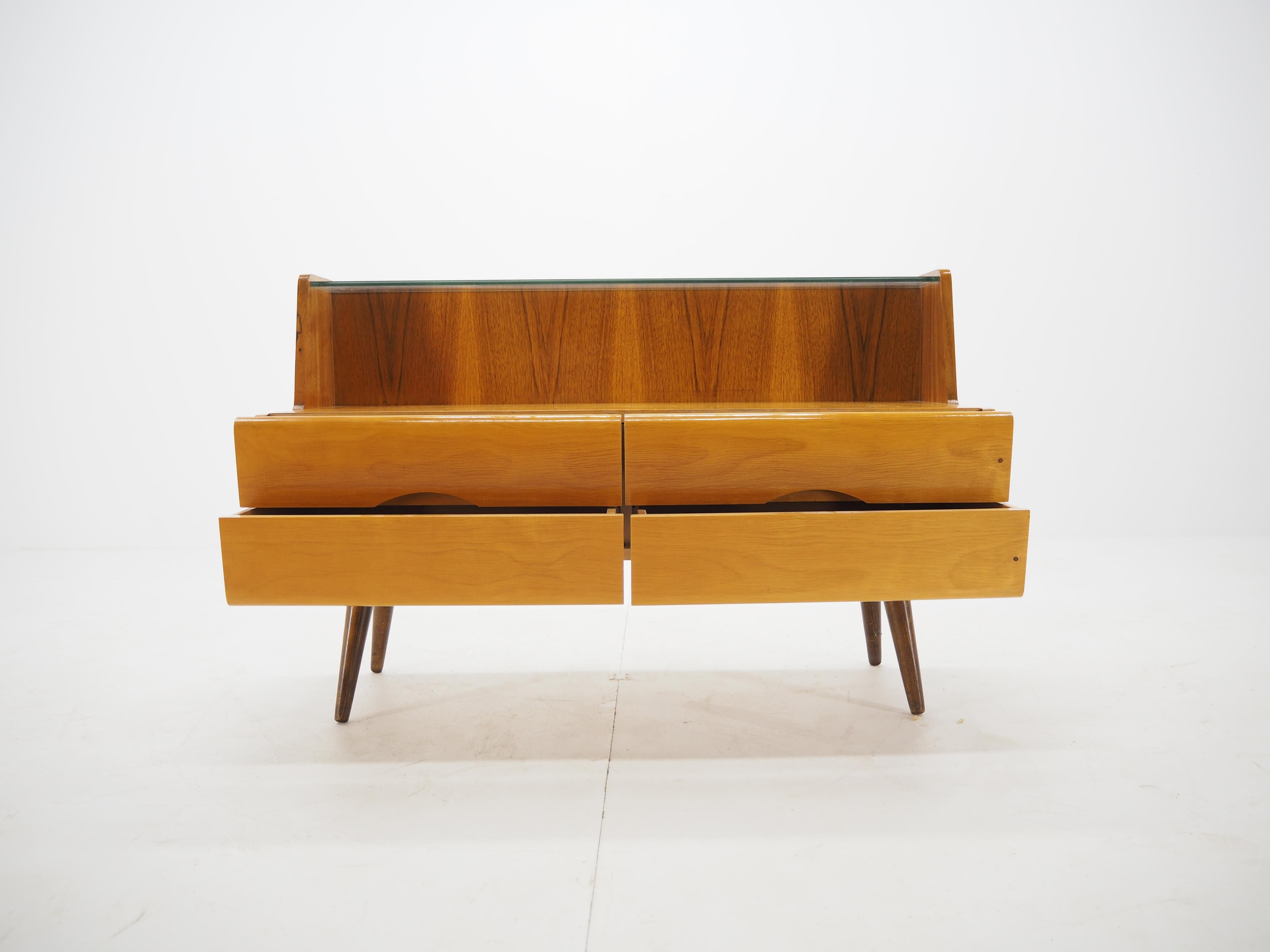 Wood 1960s Set of Three Bed Side Tables in Brussels Style, Czechoslovakia