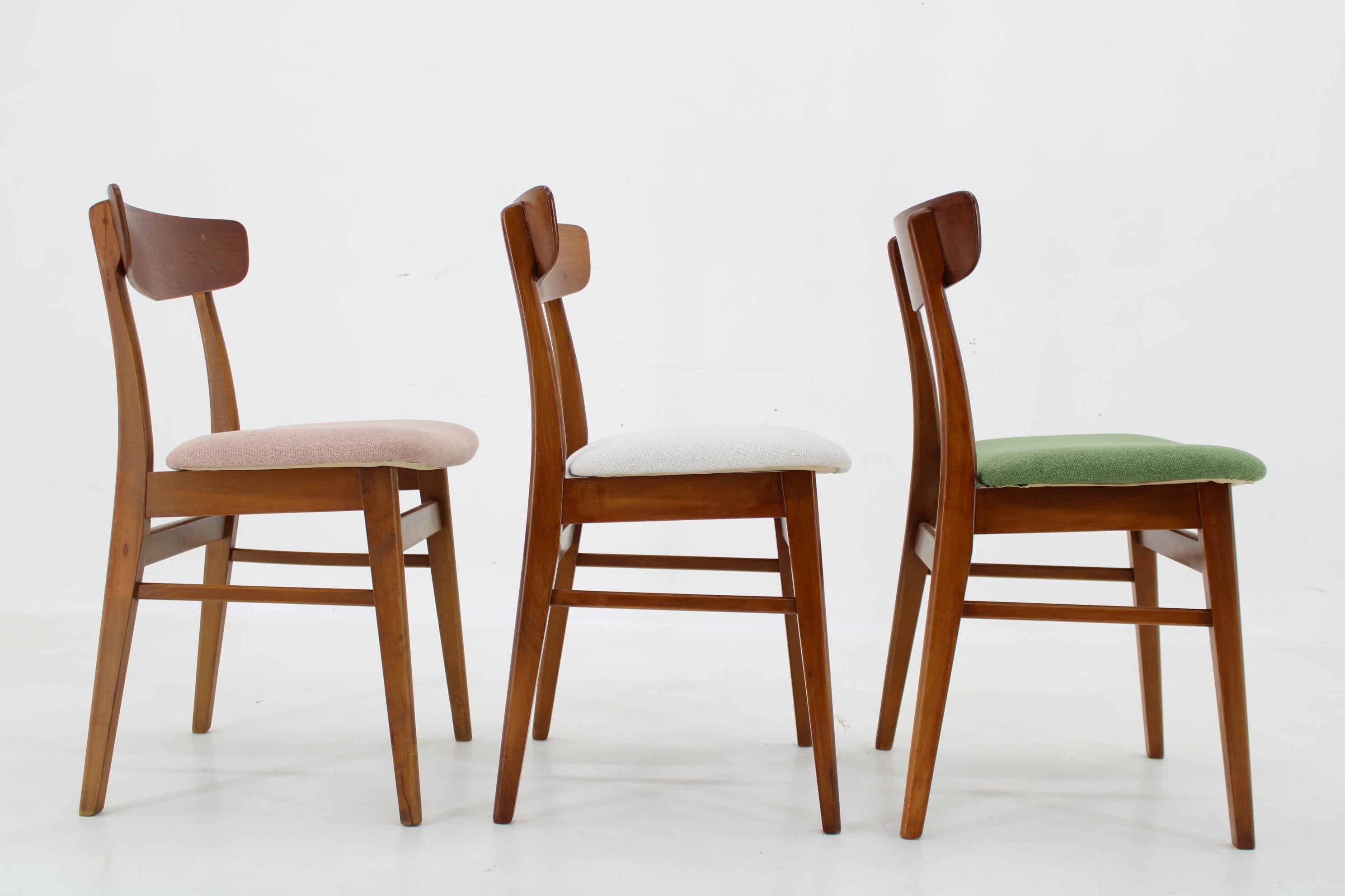1960s Set of Three Danish Teak Chairs, Restored 4