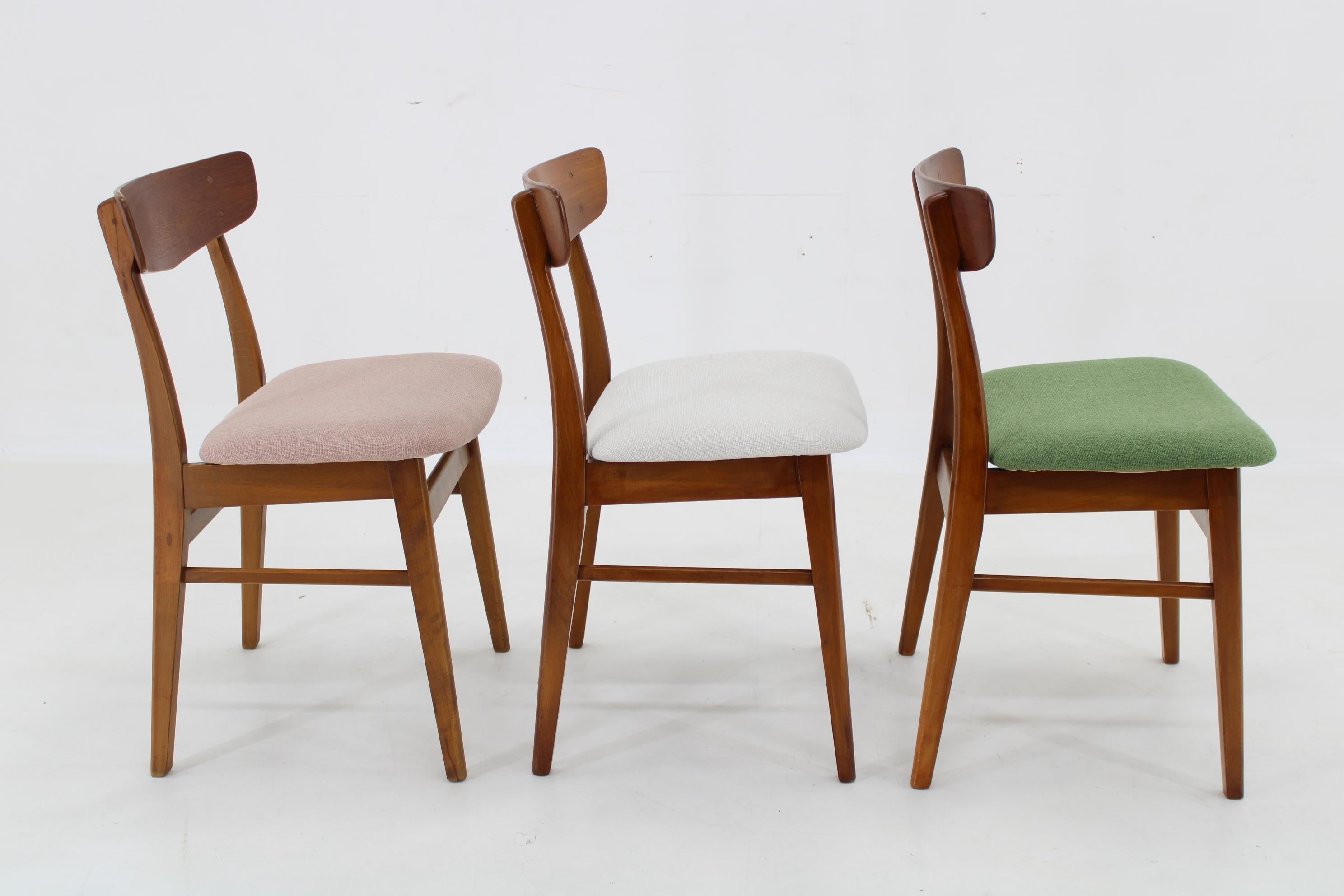 1960s Set of Three Danish Teak Chairs, Restored 3