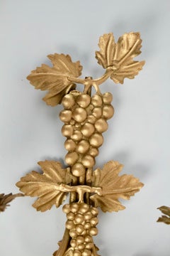 1960s Set of Three Grapes Harvest Sconces, Maison Floart