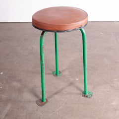 1960s Set of Three Green 1960s Russian Industrial Stools
