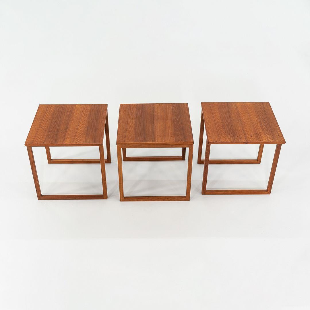 1960s Set of Three Kai Kristiansen Nesting End / Side Tables Model 33 In Good Condition For Sale In Philadelphia, PA