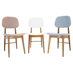 1960s Set of Three Oak Dining Chairs in Boucle, Czechoslovakia