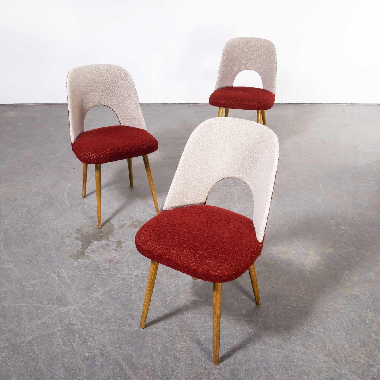Fabric 1960's Set of Three Upholstered Dining Chairs, Oswald Haerdtl For Sale