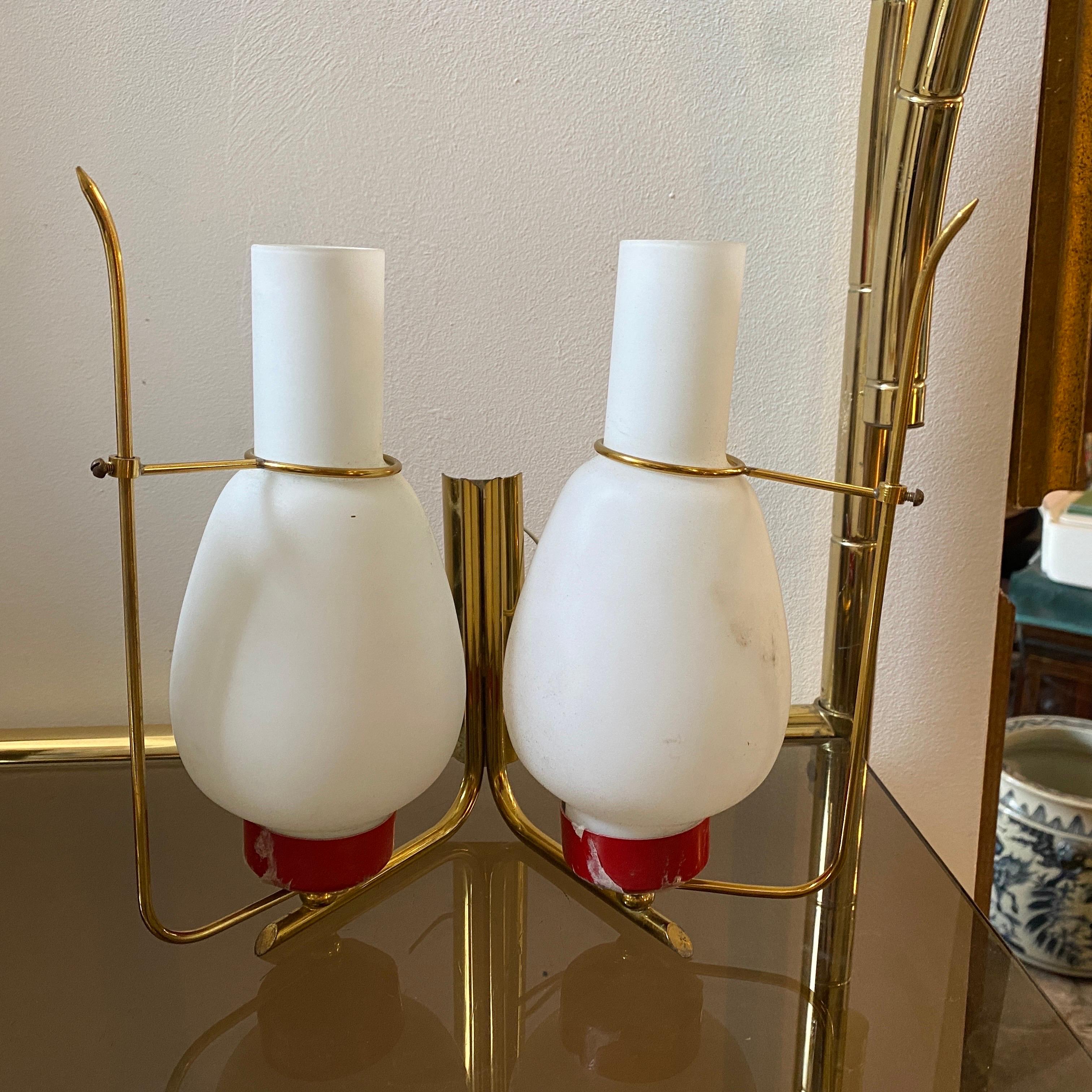 1960s Set of Two Arredoluce Style Mid-Century Modern Italian Wall Sconces In Good Condition In Aci Castello, IT