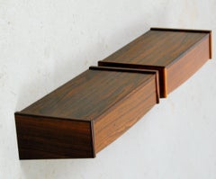1960's Set of Two Danish Fully Restored Floating Nightstands in Rosewood
