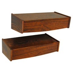 1960s Set of Two Danish Fully Restored Floating Nightstands in Rosewood