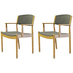 Set of Two Danish Poul Volther Refinished Armchairs in Oak, Inc. Reupholstery