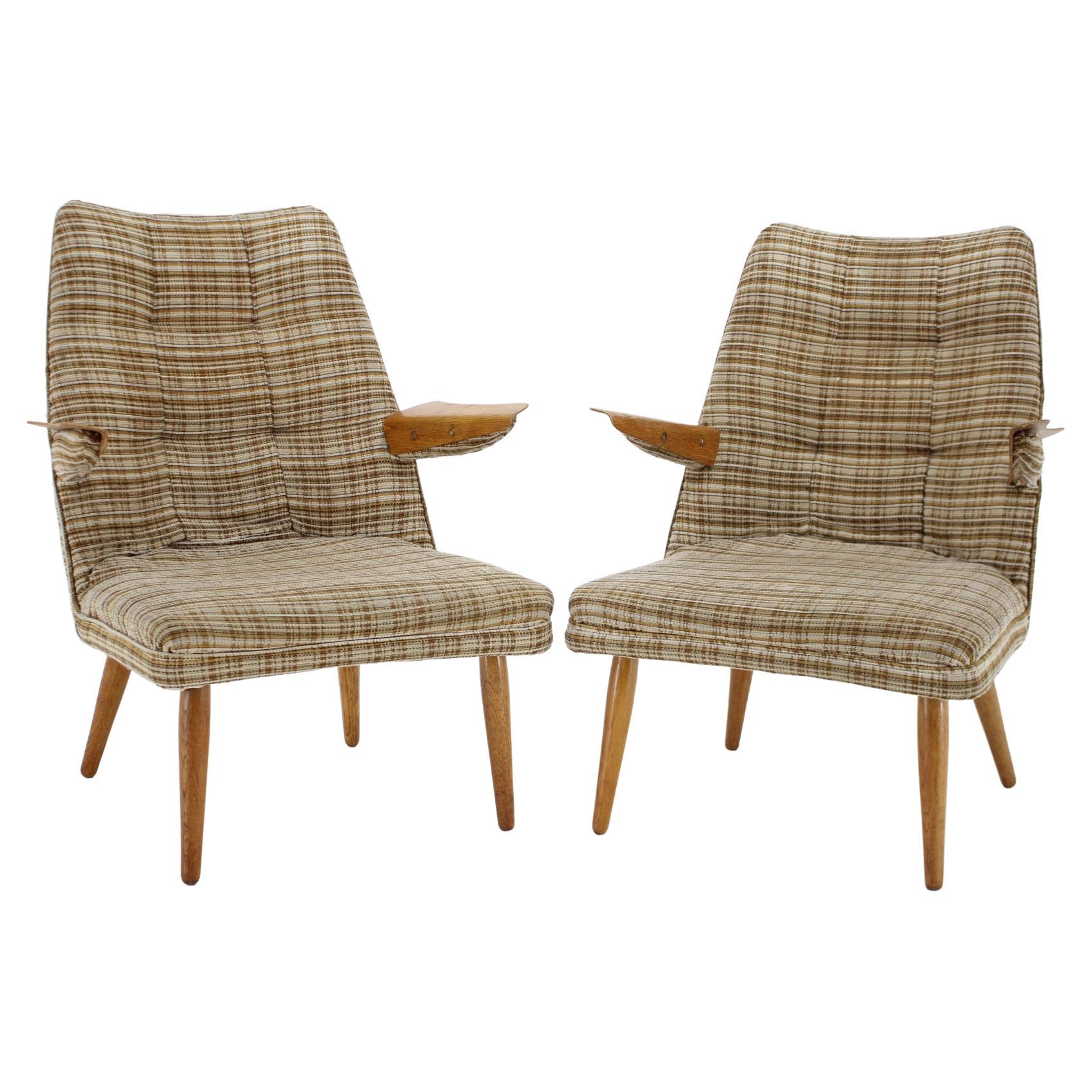 1960s Set of Two Design Rare Armchairs, Czechoslovakia