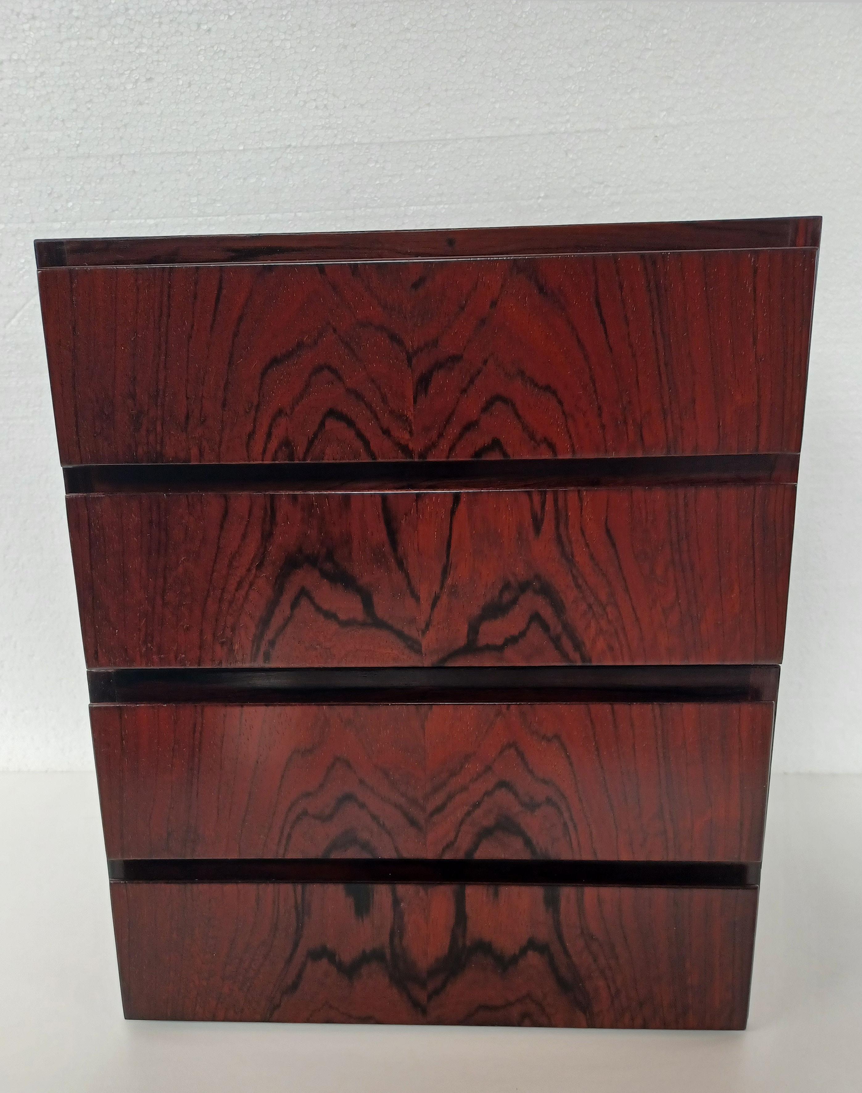 Mid-20th Century 1960s Set of Two Fully Restored Danish Omann Jun Floating Rosewood Night Stands For Sale