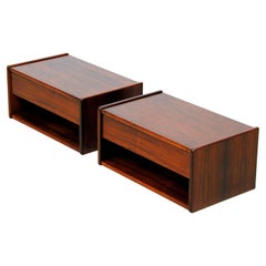 1960's Set of Two Fully Restored Danish Floating Rosewood Nightstands