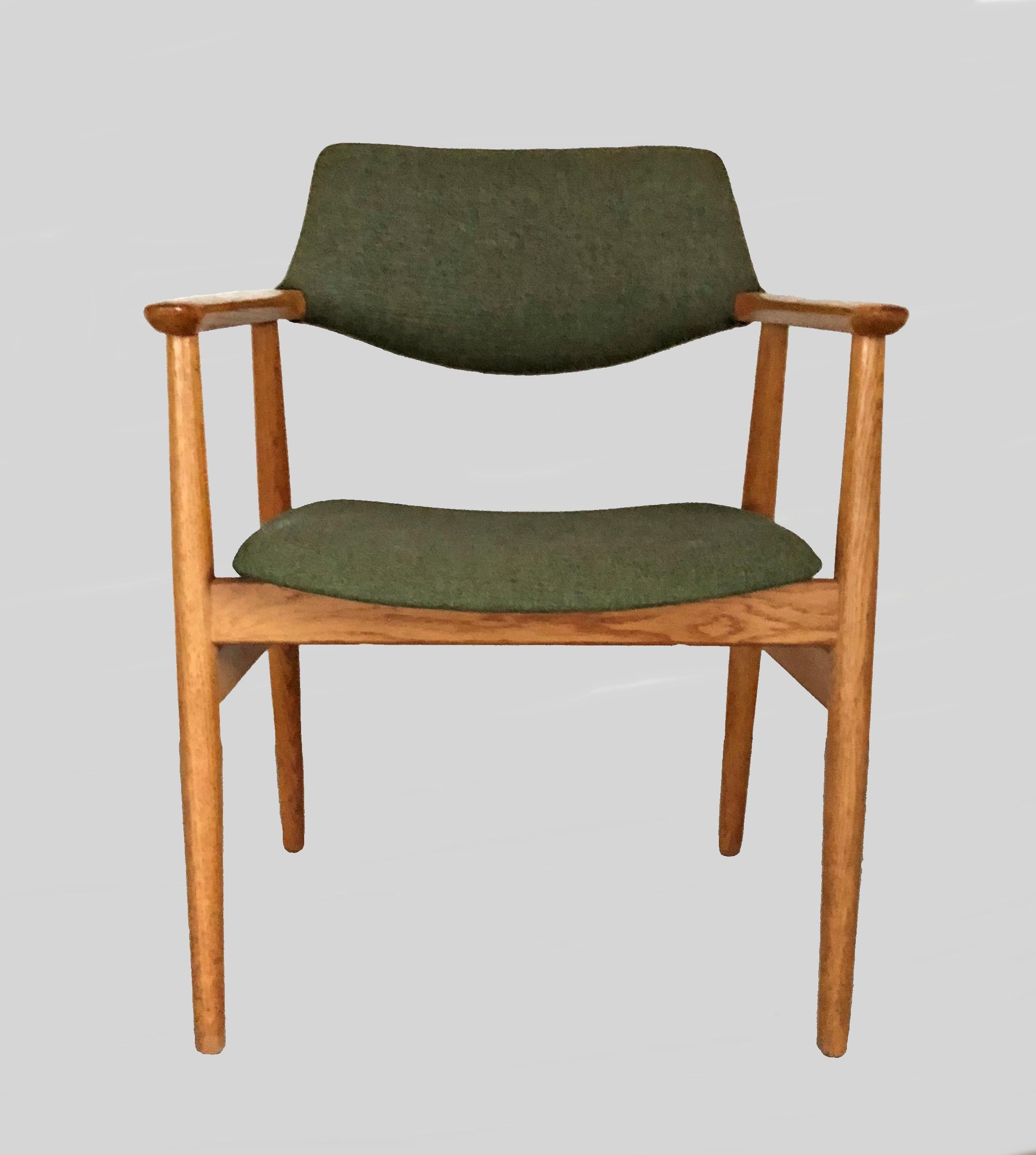 Scandinavian Modern 1960s Set of Two fully restored Erik Kirkegaard Oak Arm Chairs Green Upholstery For Sale