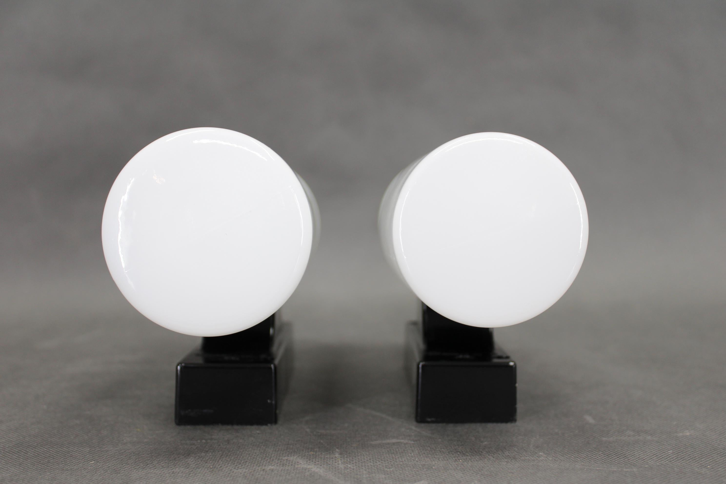 Italian 1960s Set of Two Glass/Bakelite Wall Lights , Czechoslovakia For Sale
