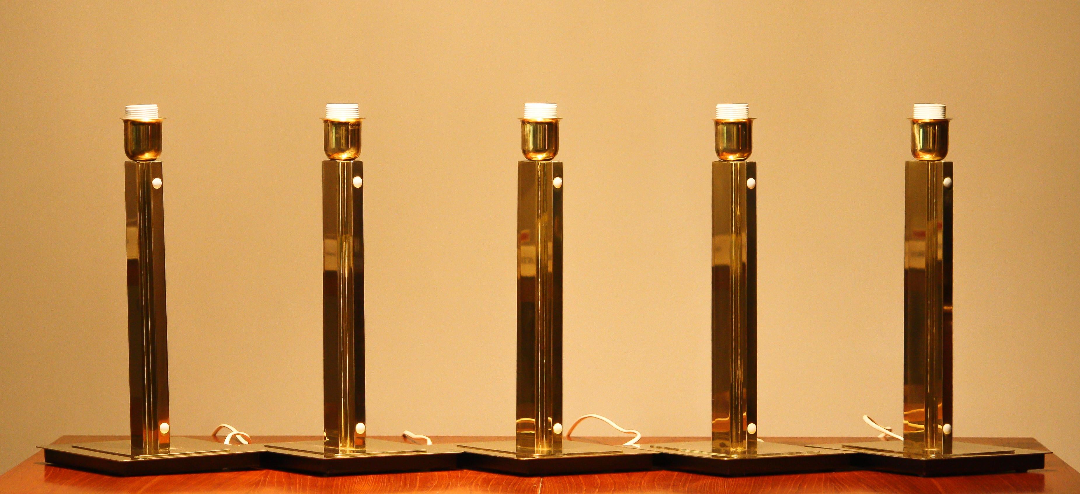 1960s, Set of Two Hollywood Regency Brass Table Lamps by Örsjö, Sweden For Sale 9