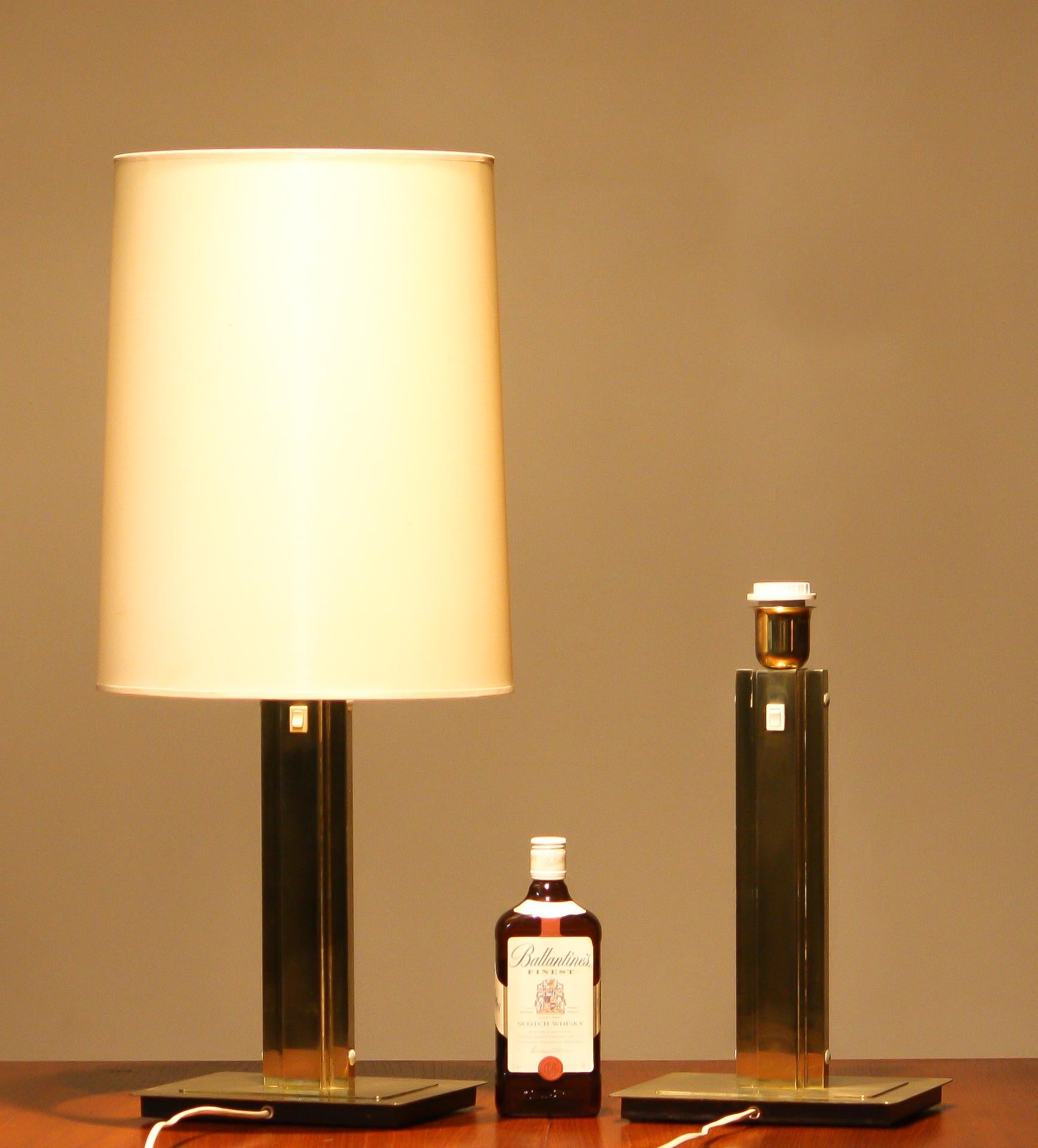 Mid-20th Century 1960s, Set of Two Hollywood Regency Brass Table Lamps by Örsjö, Sweden