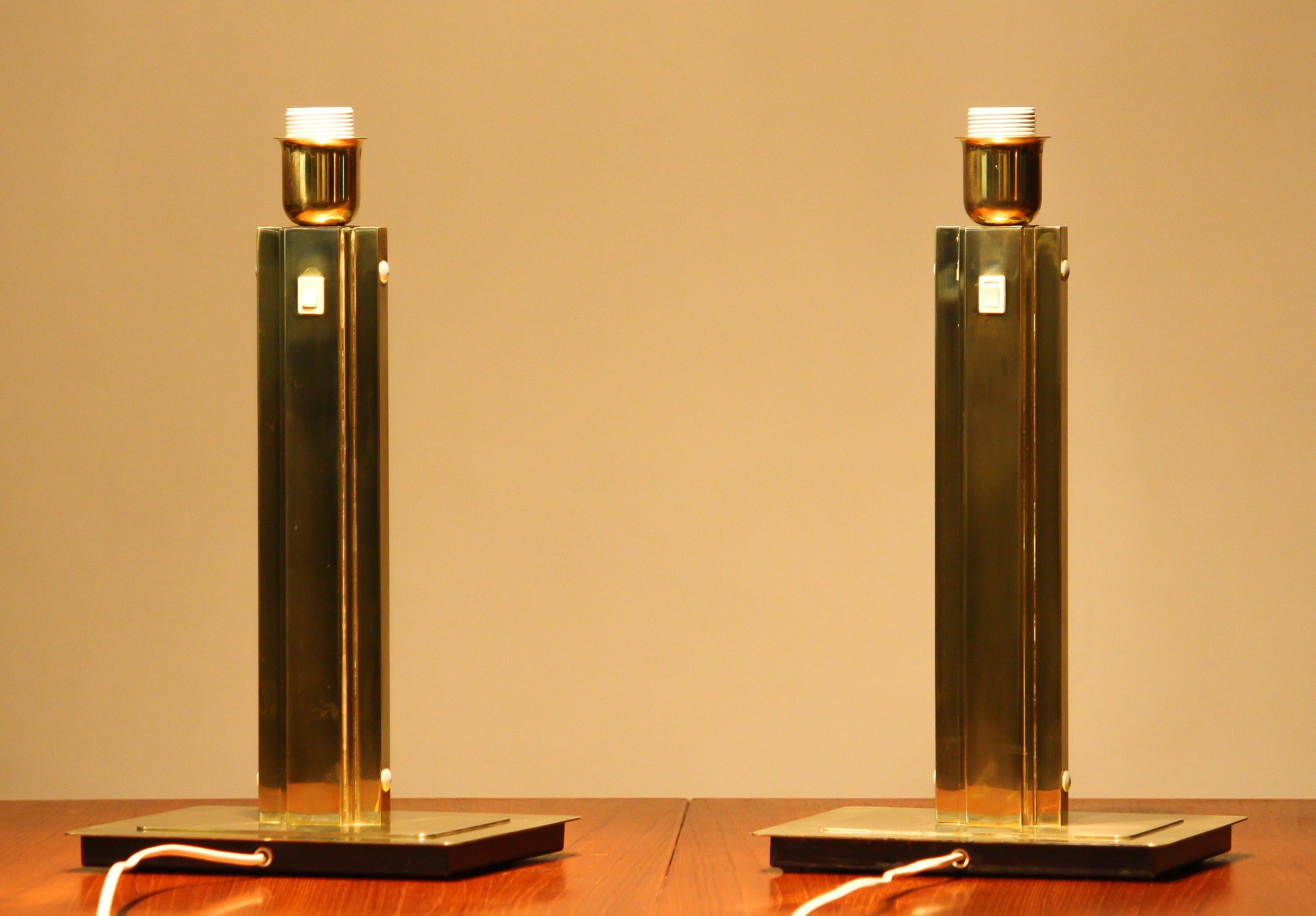 1960s, Set of Two Hollywood Regency Brass Table Lamps by Örsjö, Sweden 4