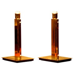 1960s, Set of Two Hollywood Regency Brass Table Lamps by Örsjö, Sweden