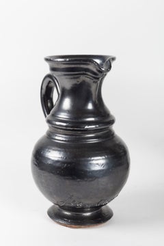 Set di due vasi e brocche in ceramica smaltata nera Jean Marais del 1960