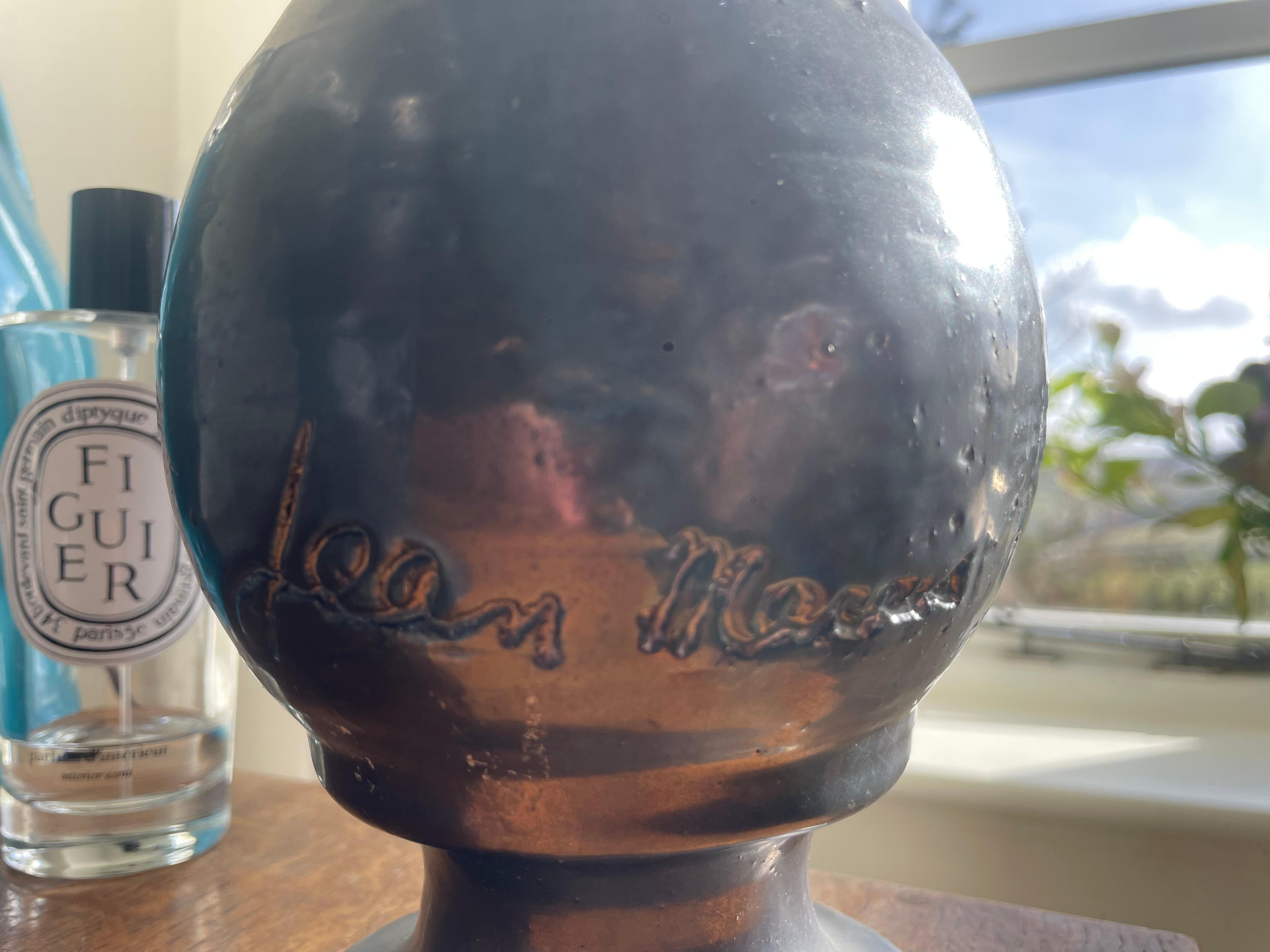 Moderno Set di due vasi e brocche in ceramica smaltata nera Jean Marais degli anni '60 in vendita