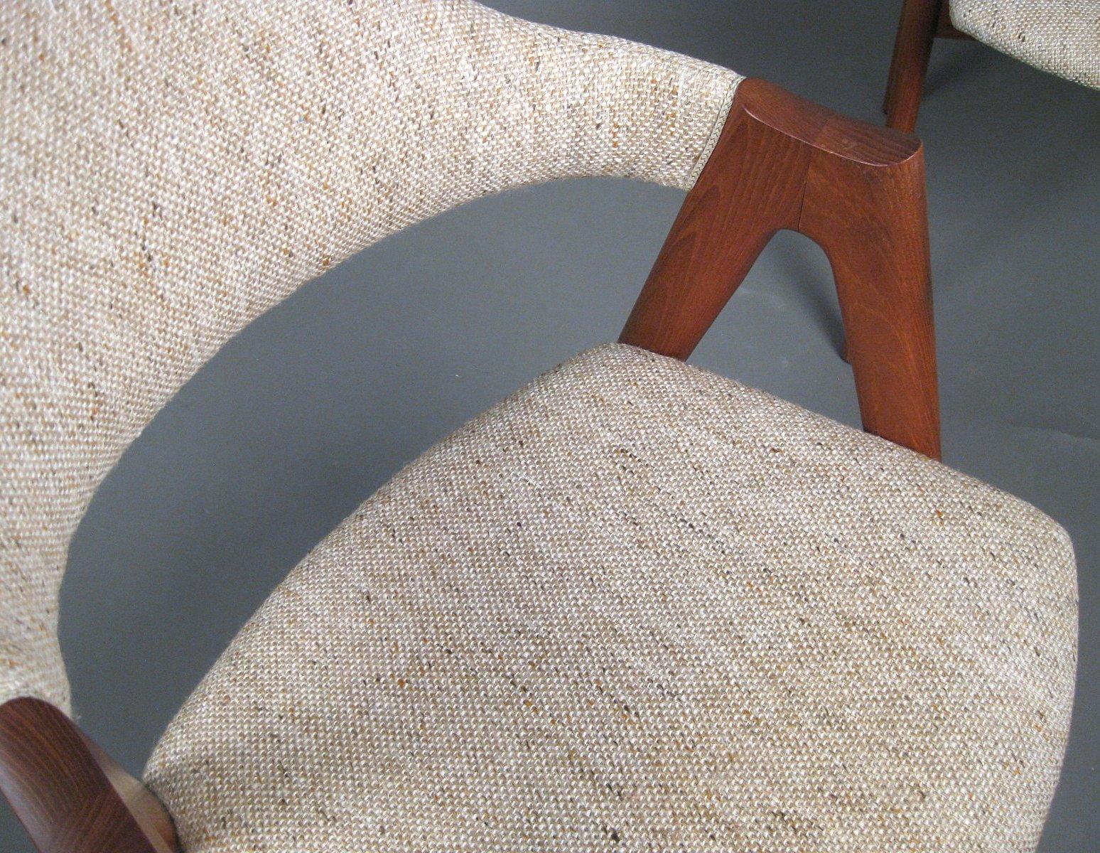 Woodwork Set of Two Refinished Kai Kristiansen Teak Compass Chairs, Inc. Reupholstery