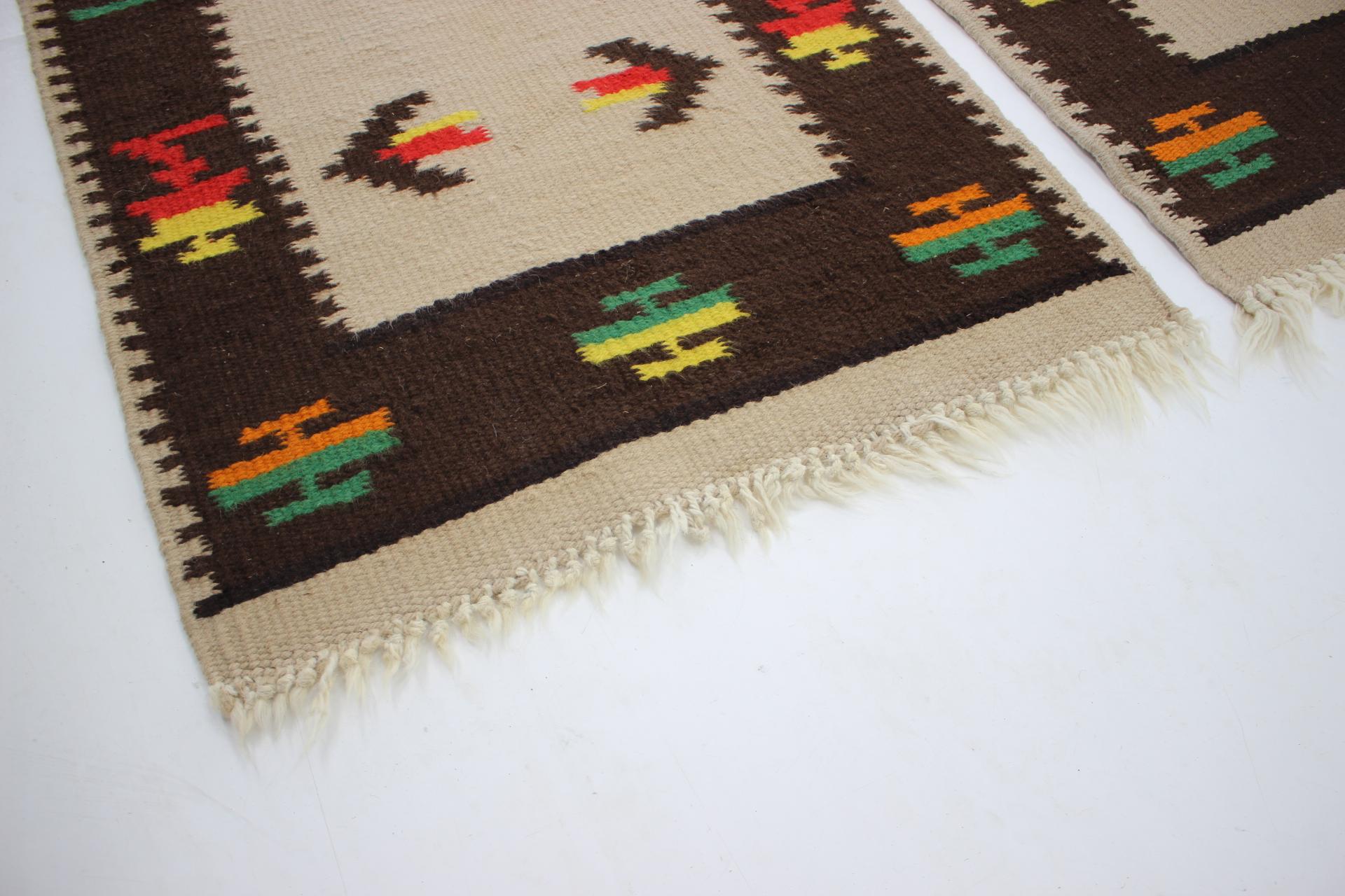 Mid-Century Modern 1960s Set of Two Midcentury Wool Kilim Rugs For Sale