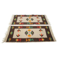 Vintage 1960s Set of Two Midcentury Wool Kilim Rugs