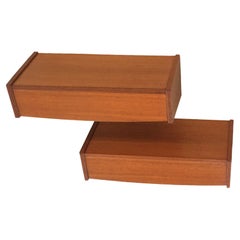 1960s Set of Two Restored Danish Floating Nightstands in Teak