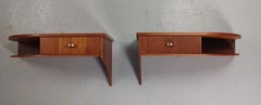 1960's Set of Two Restored Danish Floating Teak Nightstands