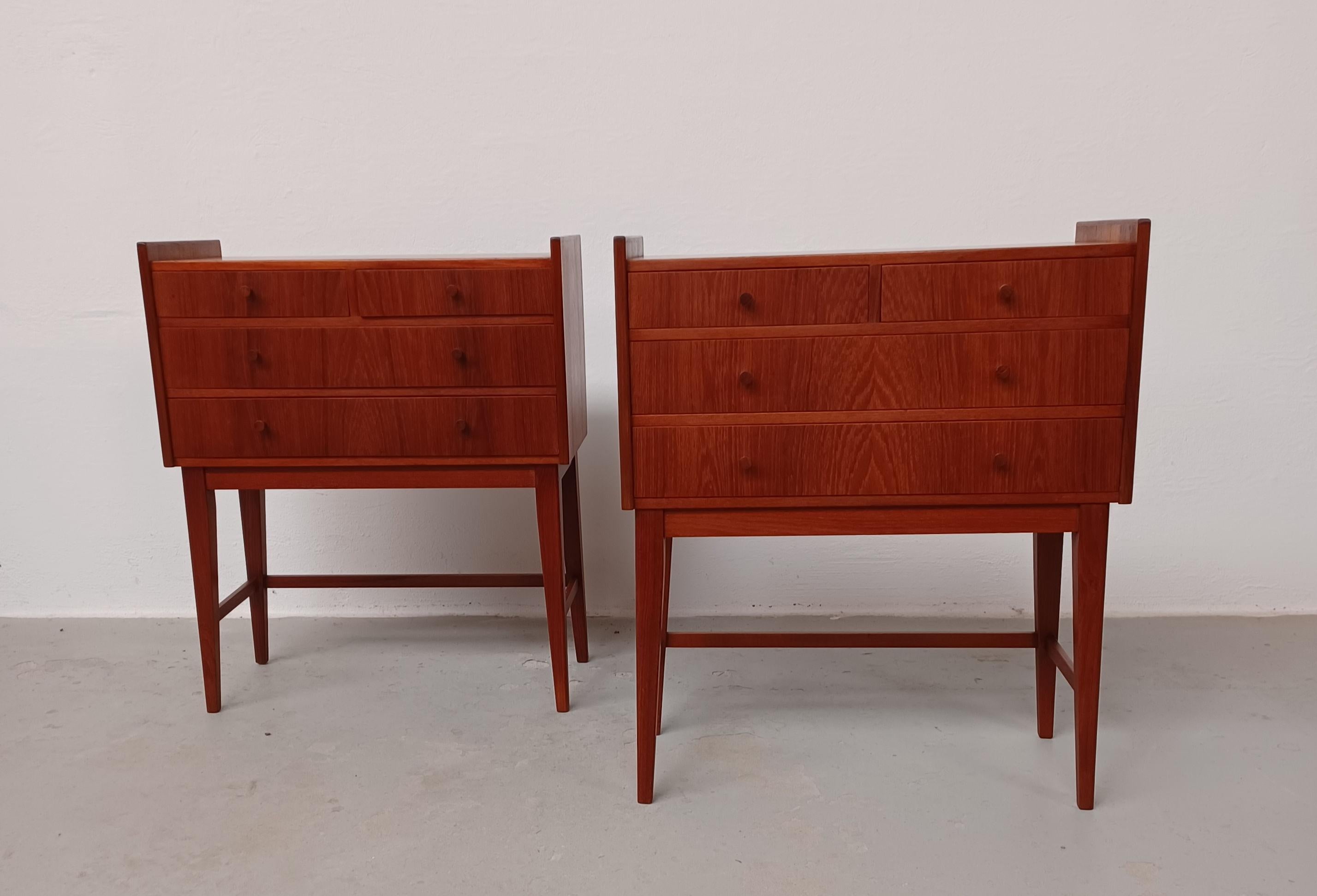 Scandinavian Modern 1960s Set of Two Small Fully Restored and Refinished Danish Teak Dressers  For Sale