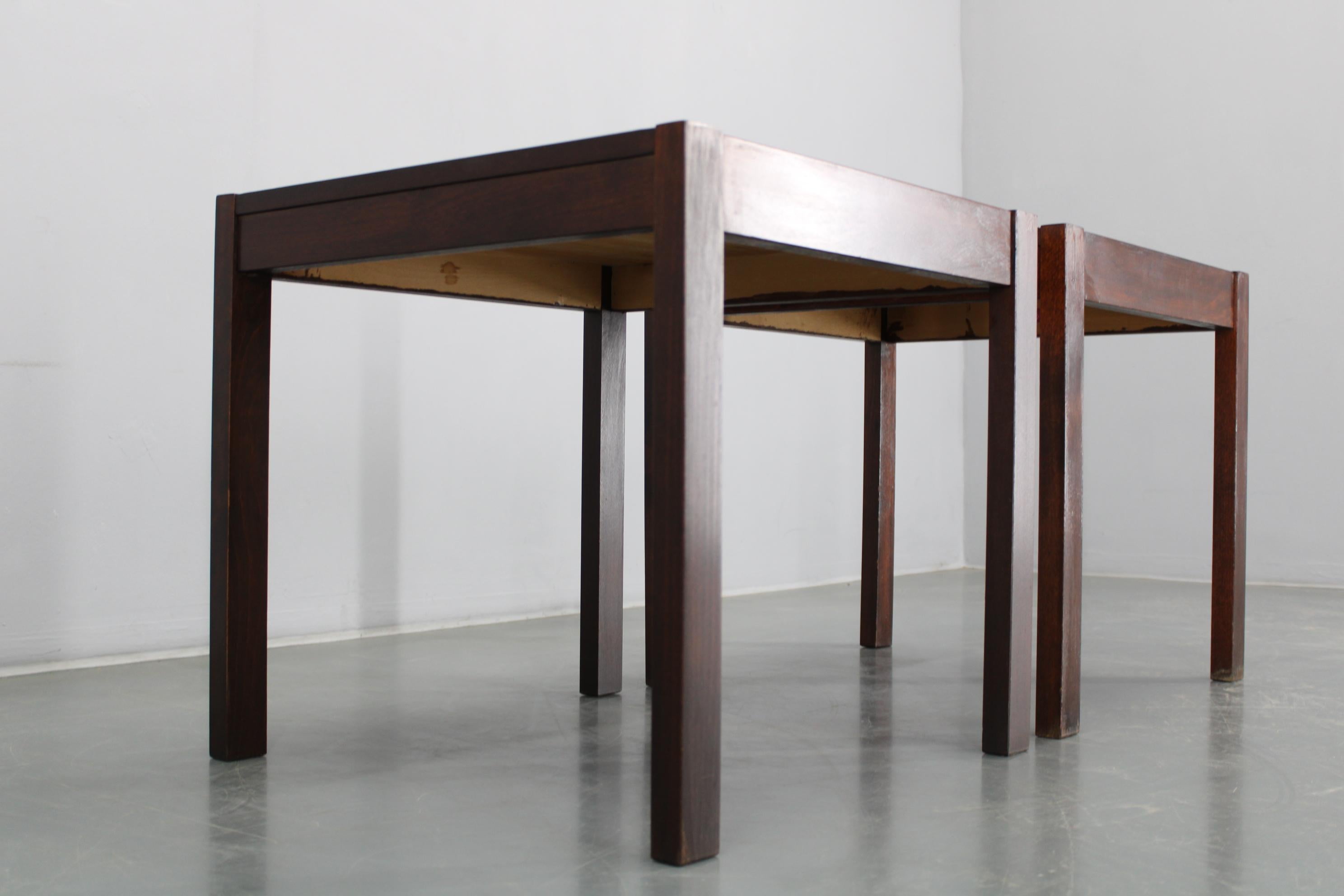 1960s Set of Two Square Side/Coffee Wooden Tables , Denmark For Sale 4