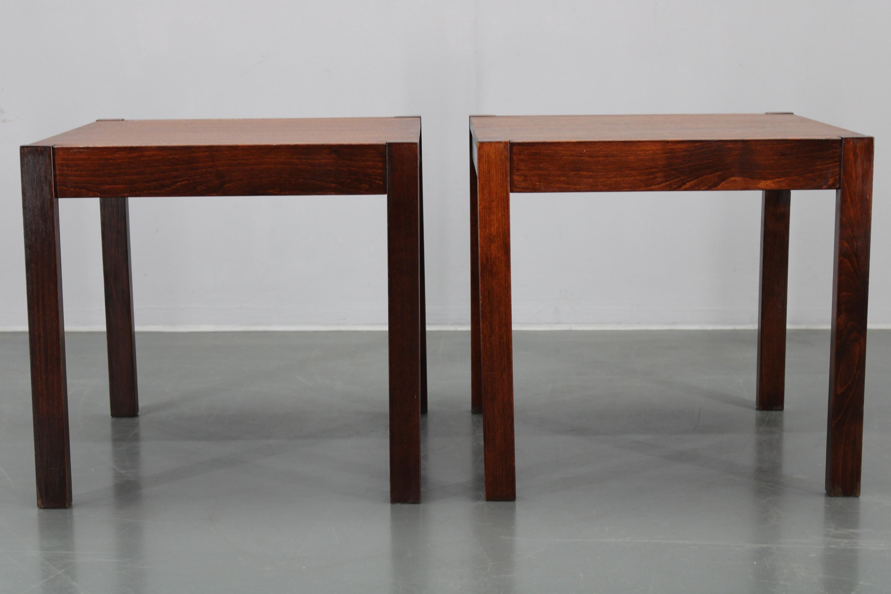 Mid-Century Modern 1960s Set of Two Square Side/Coffee Wooden Tables , Denmark For Sale