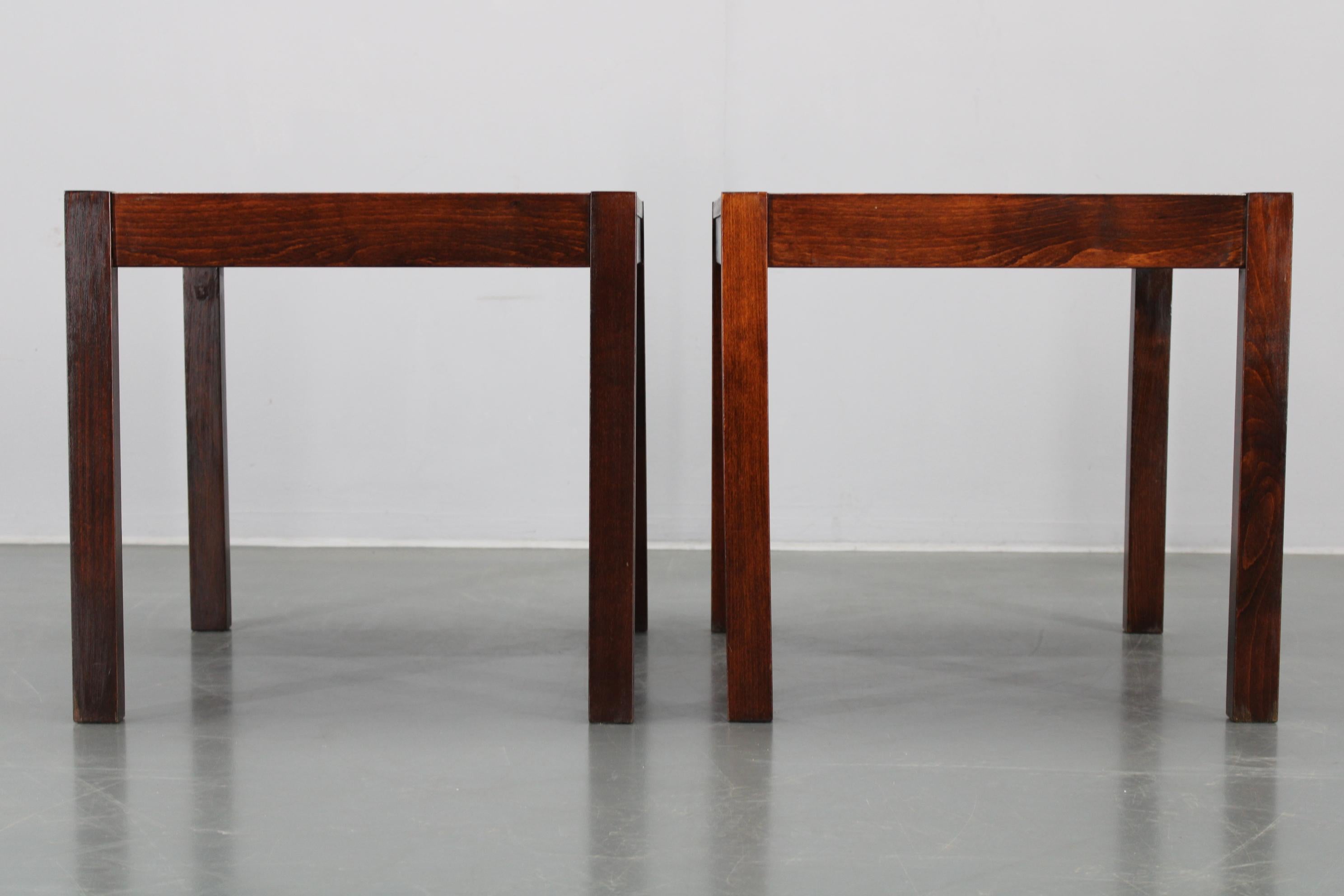 Czech 1960s Set of Two Square Side/Coffee Wooden Tables , Denmark For Sale