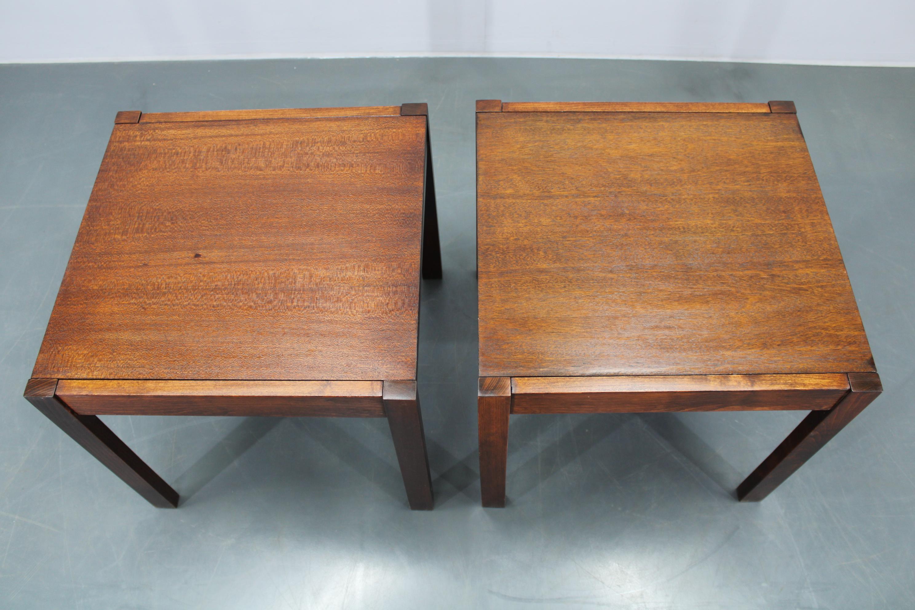 1960s Set of Two Square Side/Coffee Wooden Tables , Denmark In Good Condition For Sale In Praha, CZ