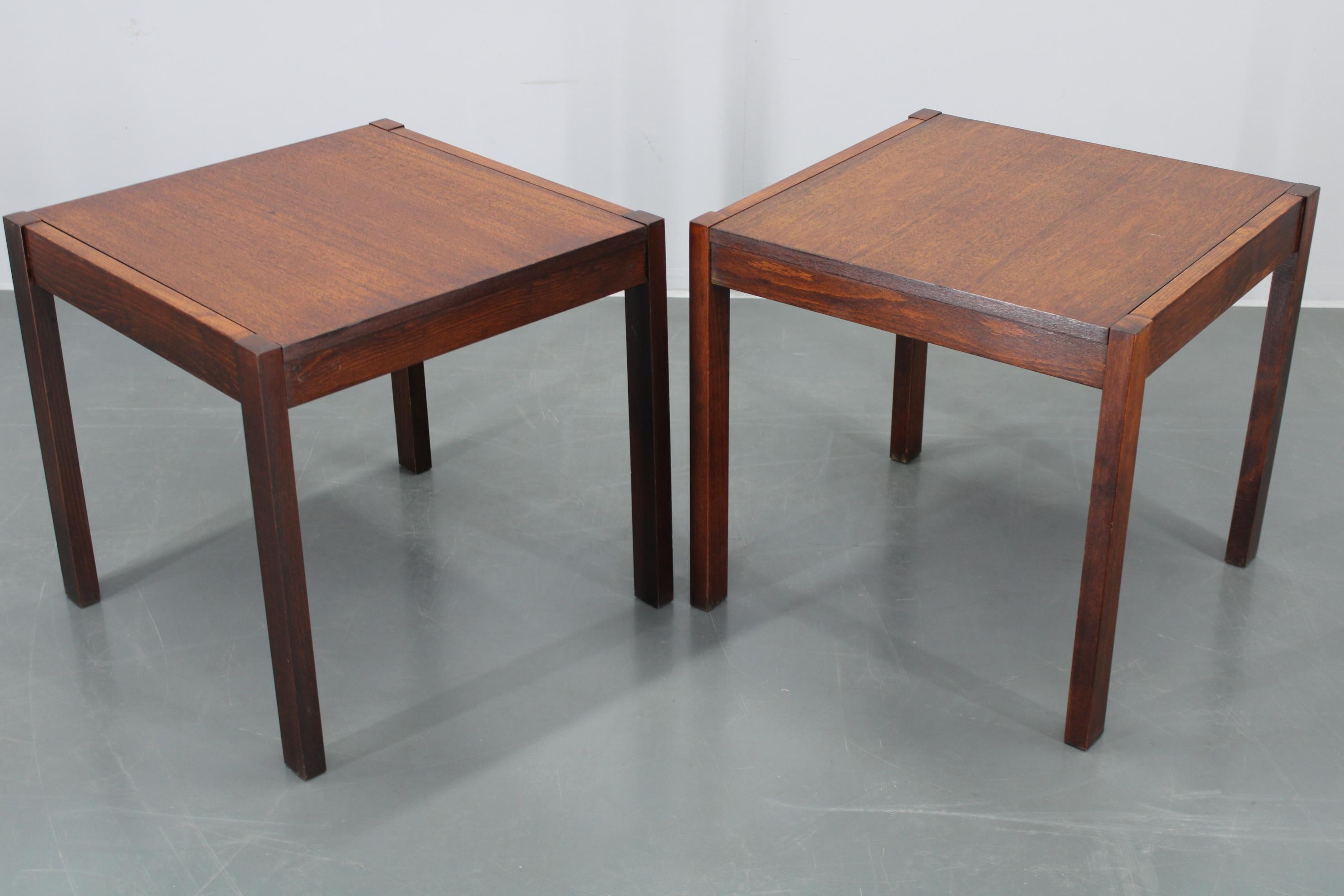 20th Century 1960s Set of Two Square Side/Coffee Wooden Tables , Denmark For Sale