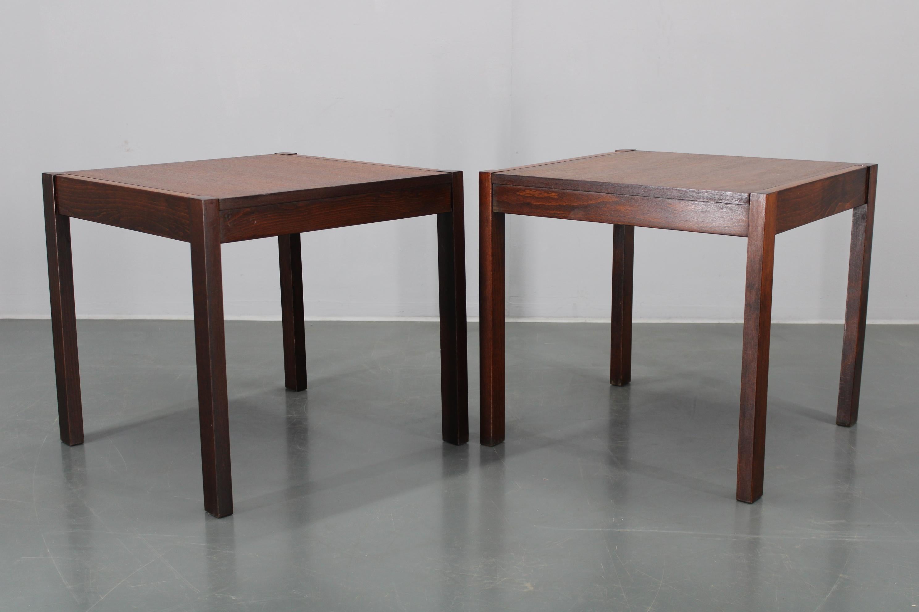 1960s Set of Two Square Side/Coffee Wooden Tables , Denmark For Sale 1