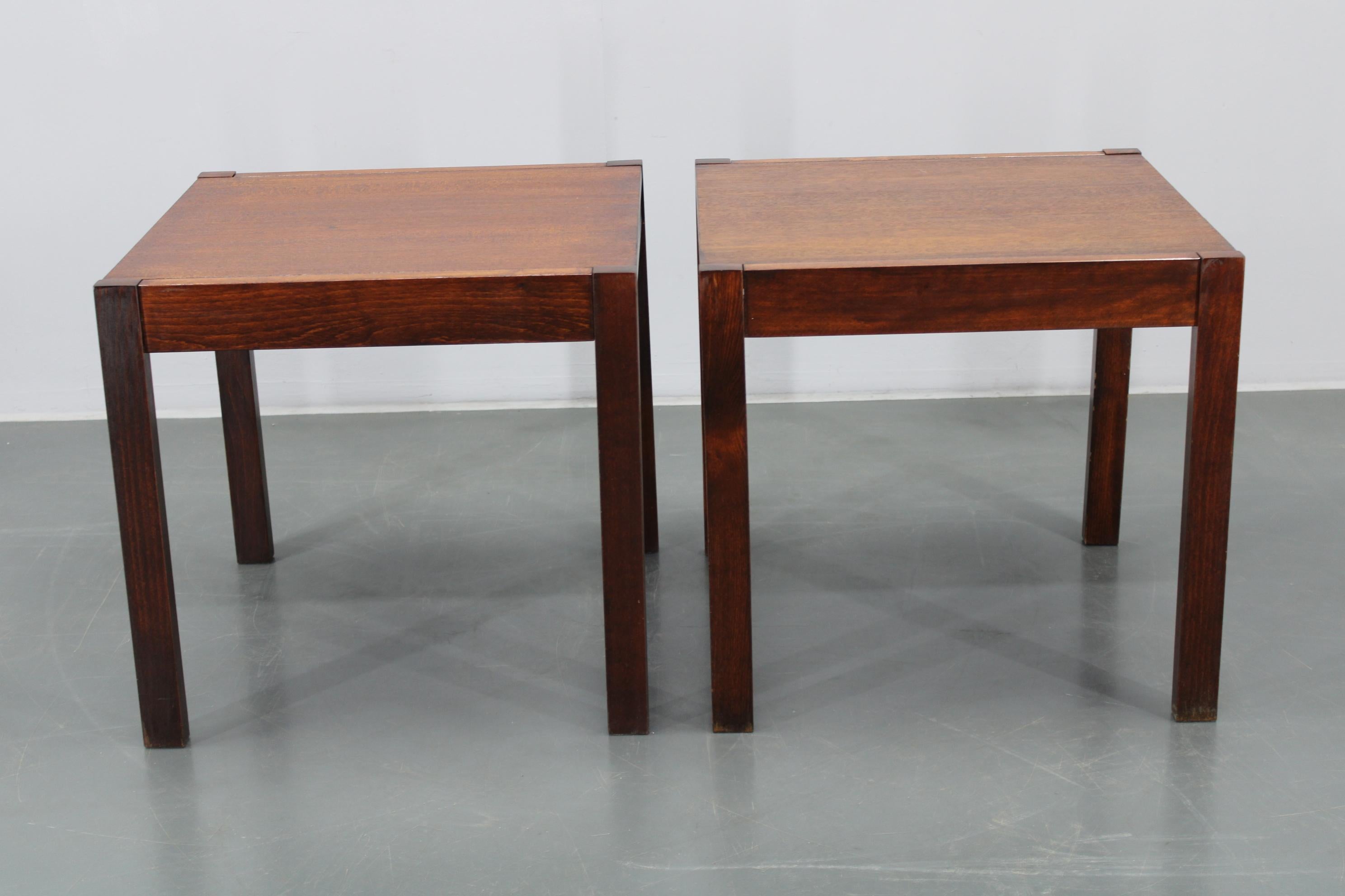 1960s Set of Two Square Side/Coffee Wooden Tables , Denmark For Sale 3